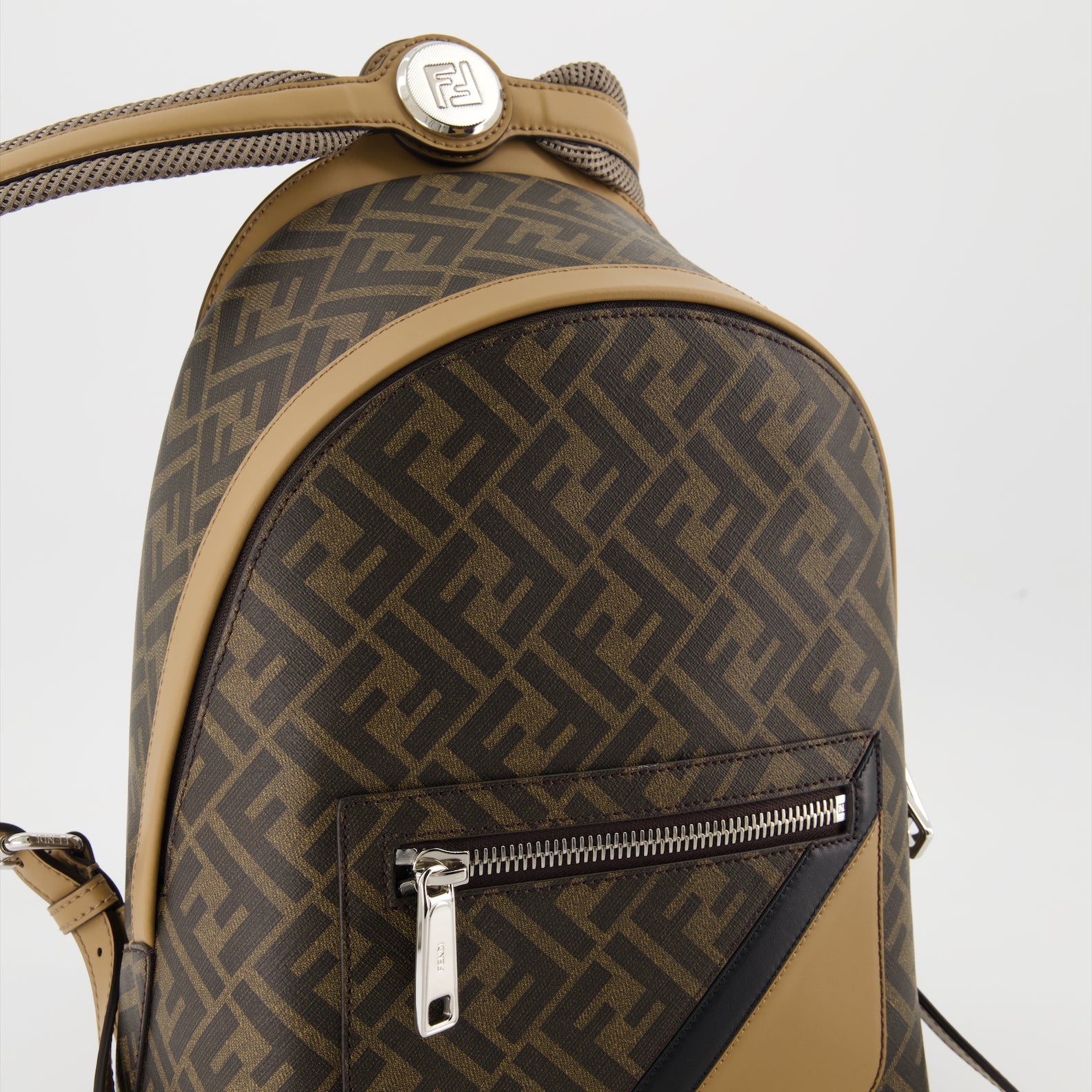 Fendi Backpack, FF Print, Leather and Canvas, Adjustable Straps, Fashion Accessories