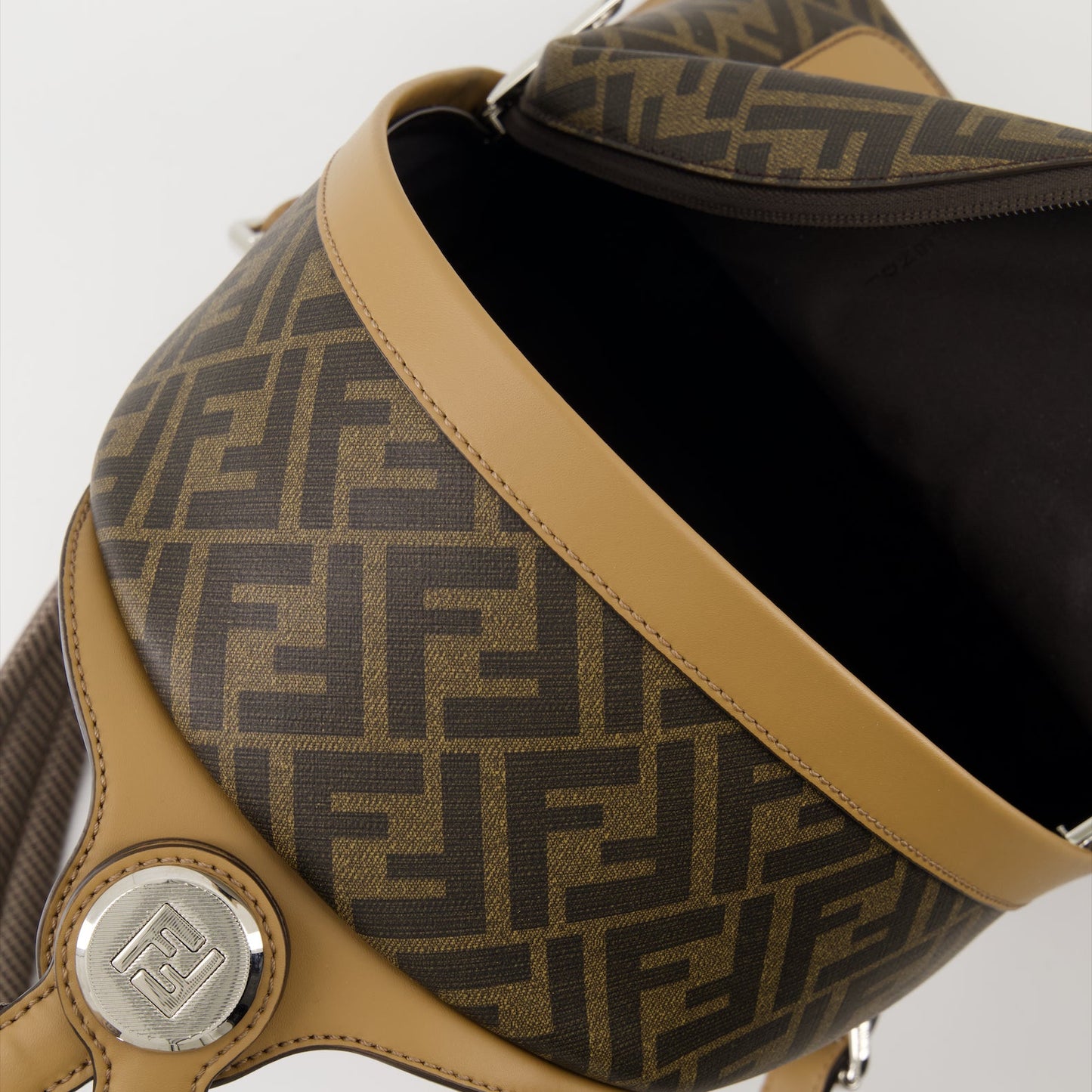 Fendi Backpack, FF Print, Leather and Canvas, Adjustable Straps, Fashion Accessories