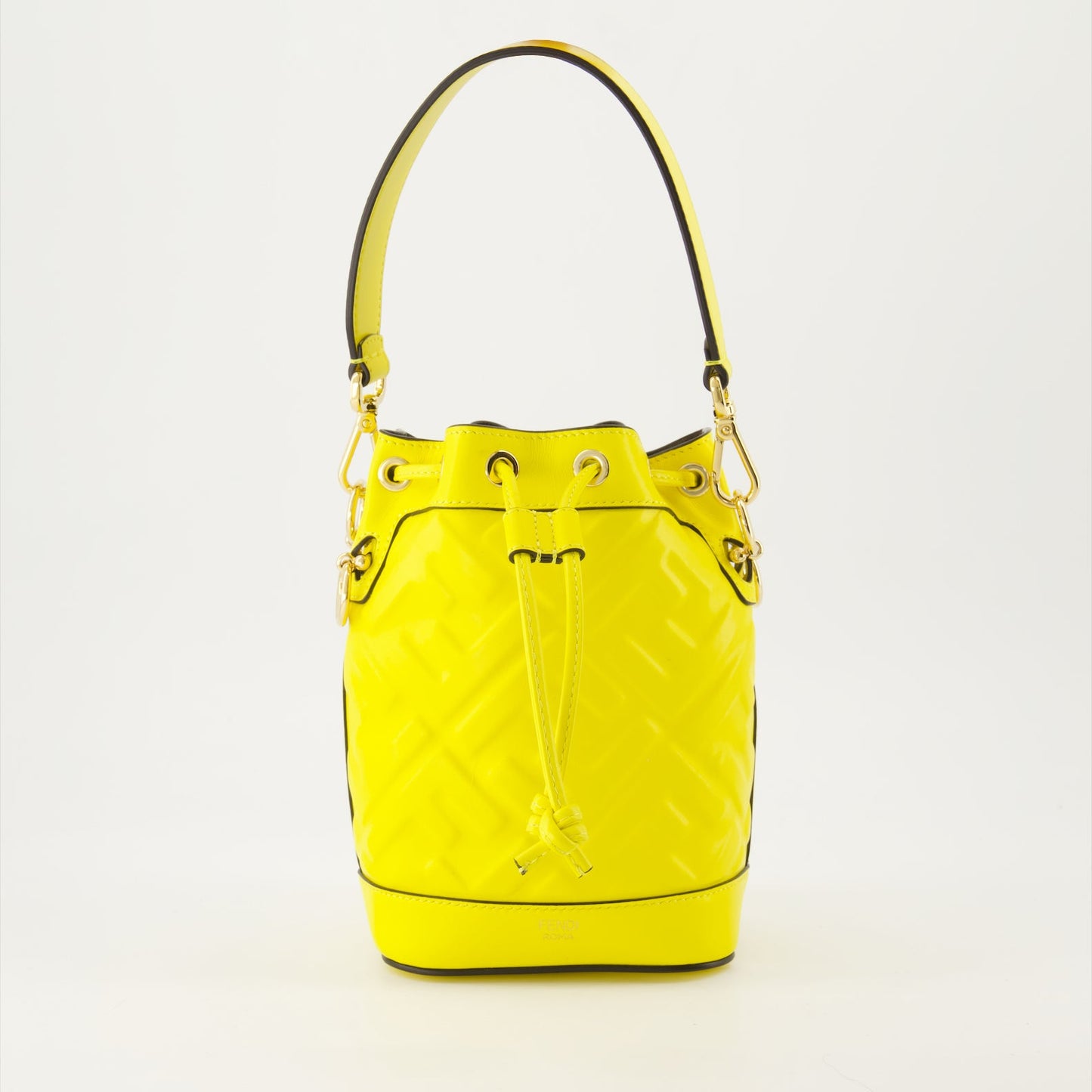 Fendi bucket bag, yellow leather bag, luxury accessory, stylish handbag, designer purse