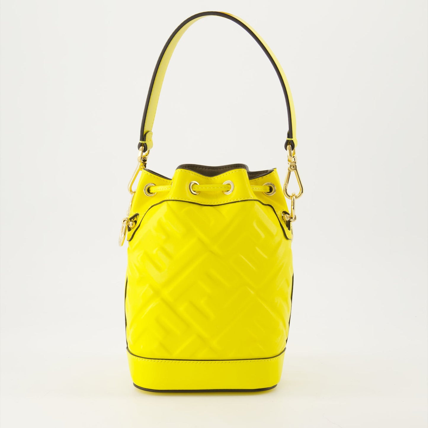 Fendi bucket bag, yellow leather bag, luxury accessory, stylish handbag, designer purse