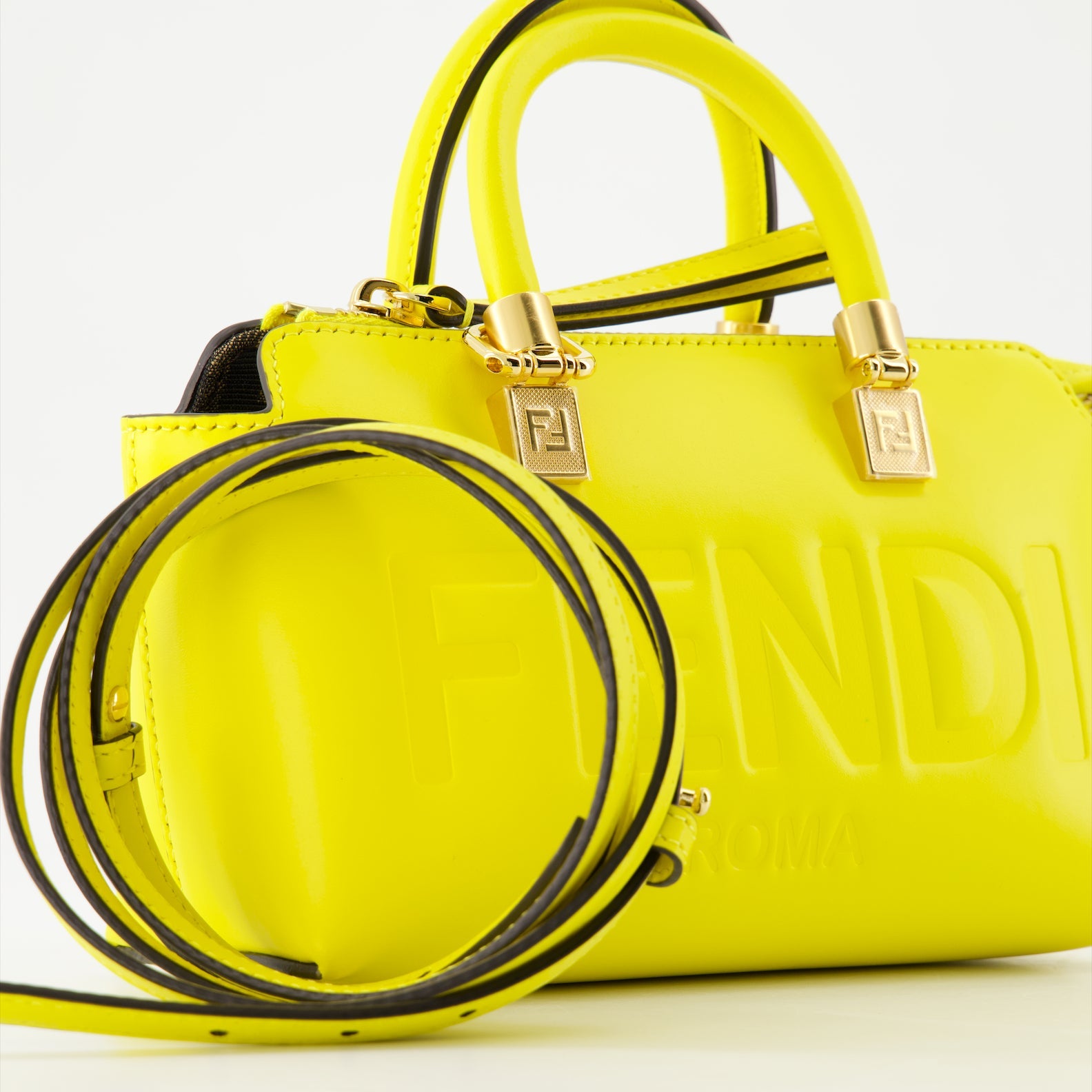 Fendi, mini leather bag, yellow handbag, luxury accessories, designer bag