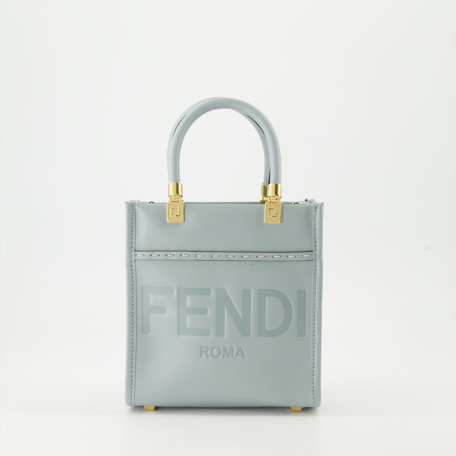 Mini Sunshine, Fendi handbag, blue leather bag, luxury accessory, designer bag