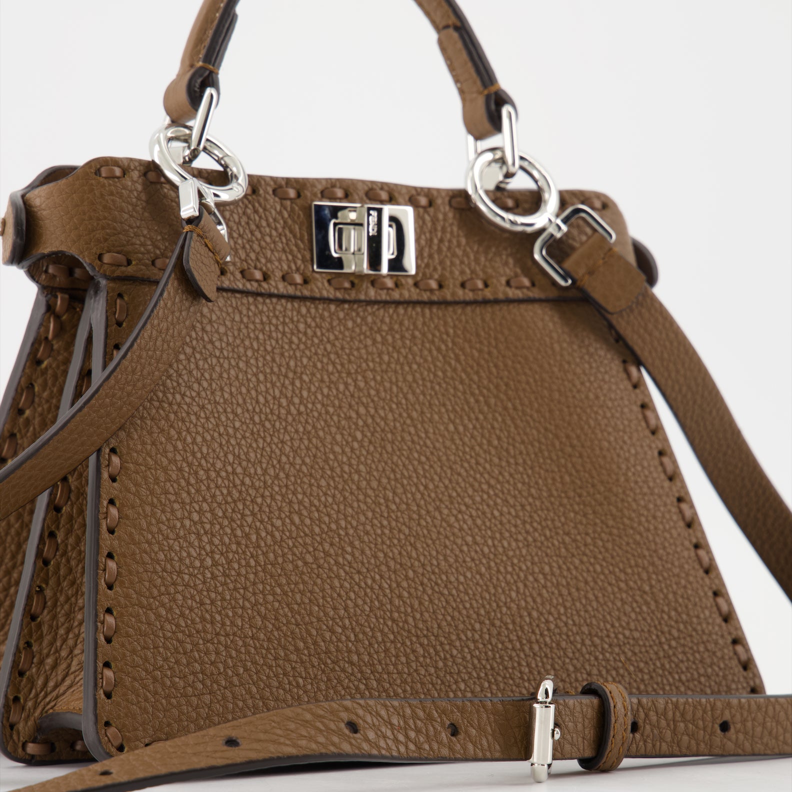 Fendi, Peekaboo ISeeU, Cuoio Romano leather, luxury handbag, brown leather bag