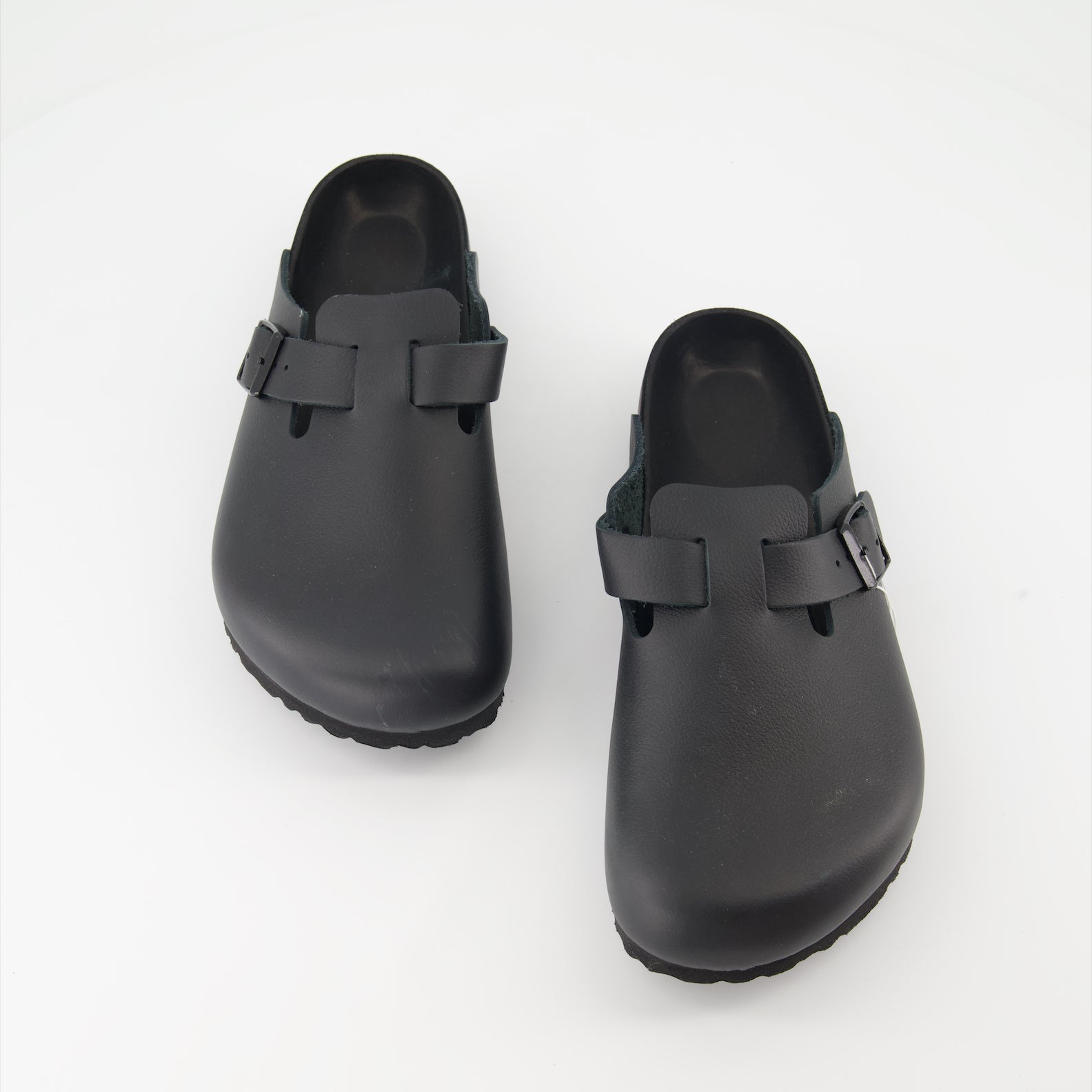 Boston Leather Mules, Birkenstock, Luxury Footwear, Nappa Leather, Elegant Mules