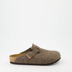 Birkenstock mules, wool felt mules, luxury comfort footwear, stylish mules, contoured cork footbed