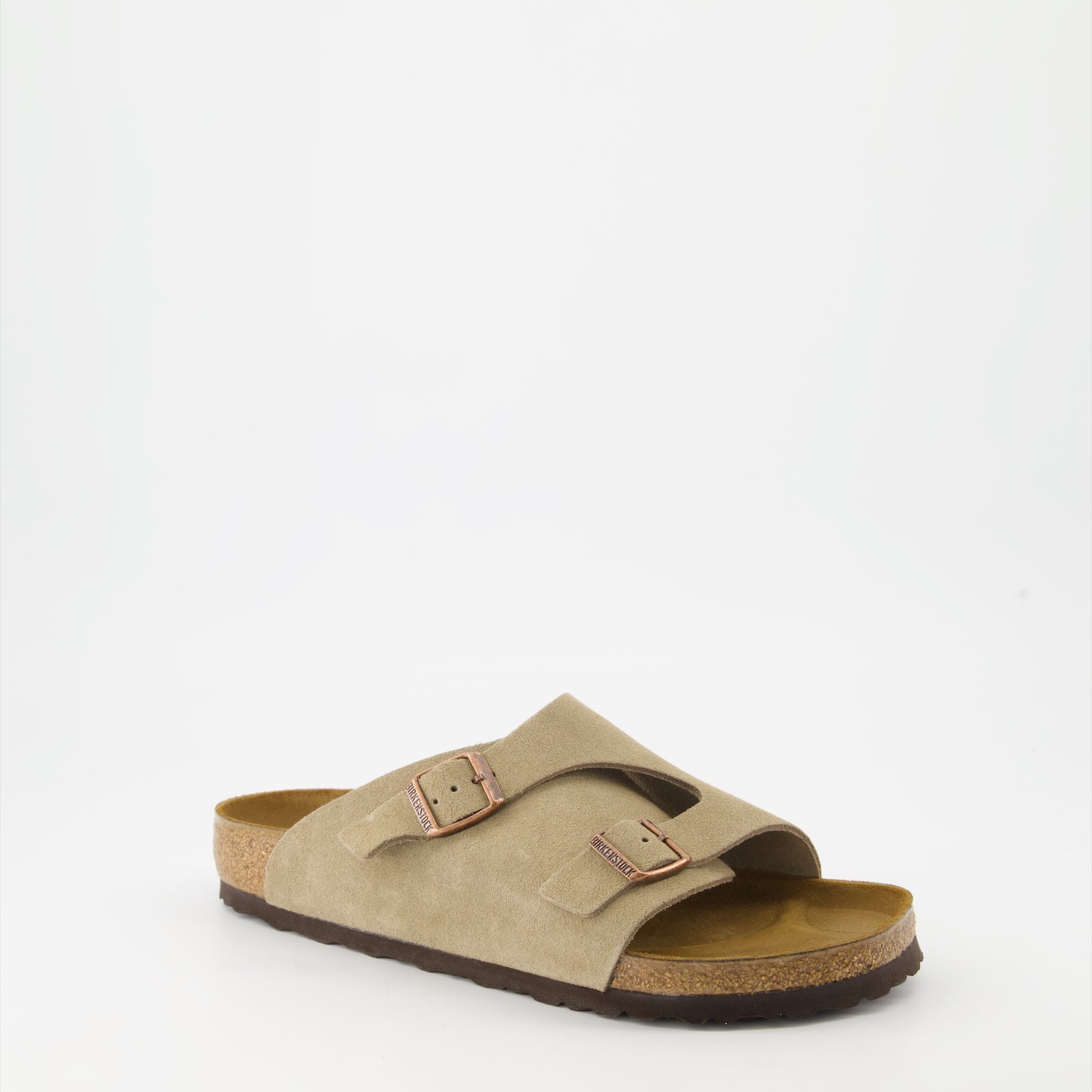 Birkenstock, suede slides, luxury footwear, Zürich slides, beige suede sandals