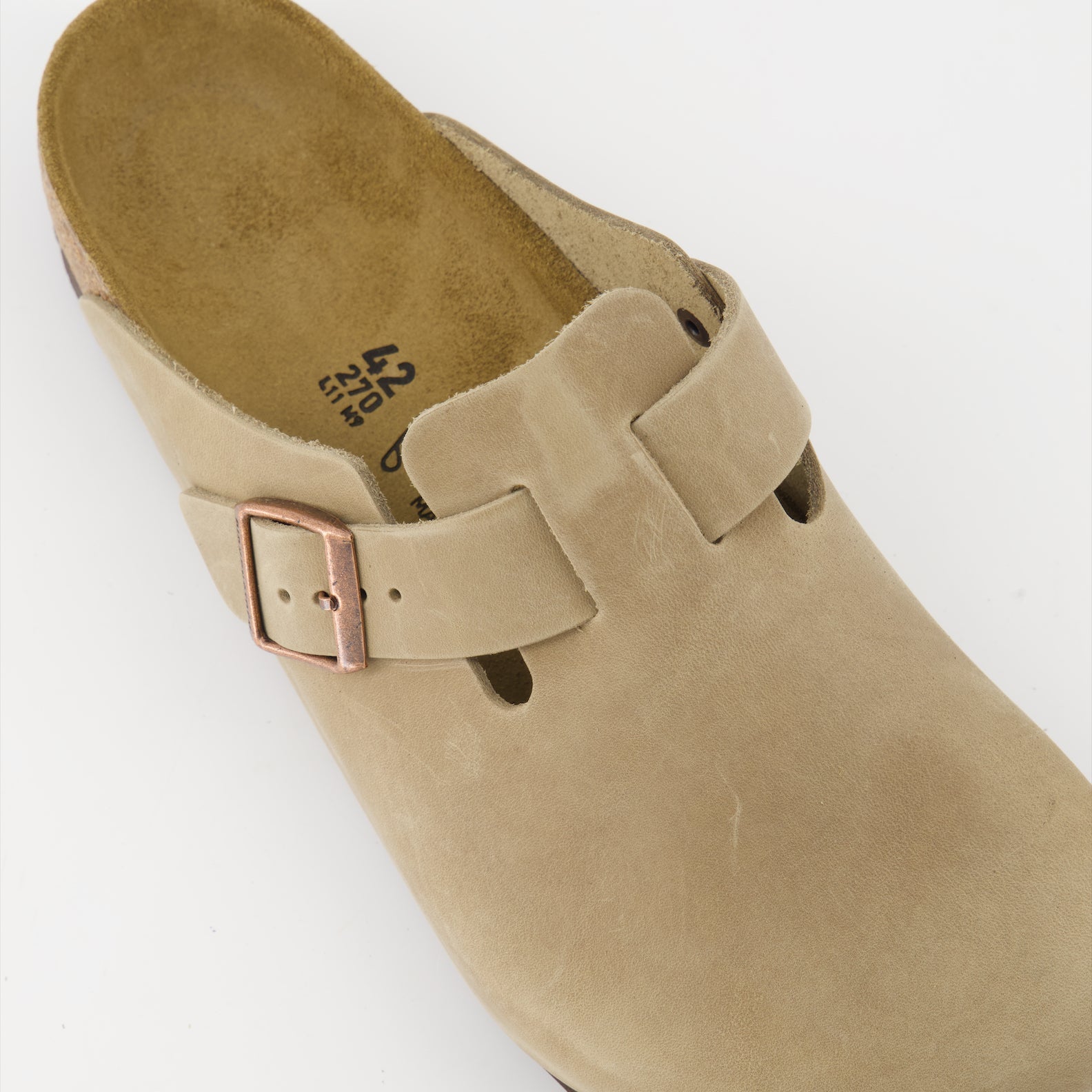 Birkenstock, Boston Mules, Oiled Leather, Beige Mules, Luxury Footwear