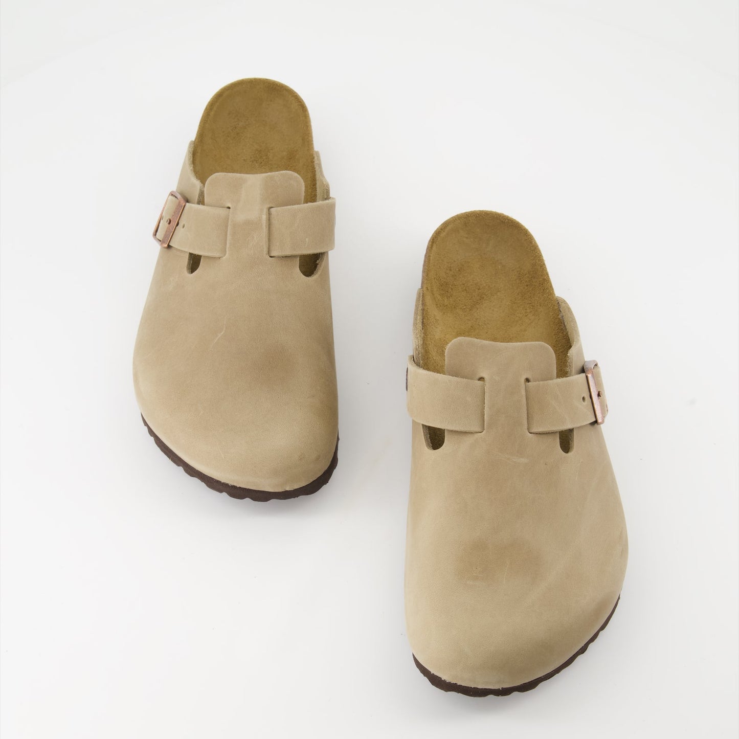 Birkenstock, Boston Mules, Oiled Leather, Beige Mules, Luxury Footwear