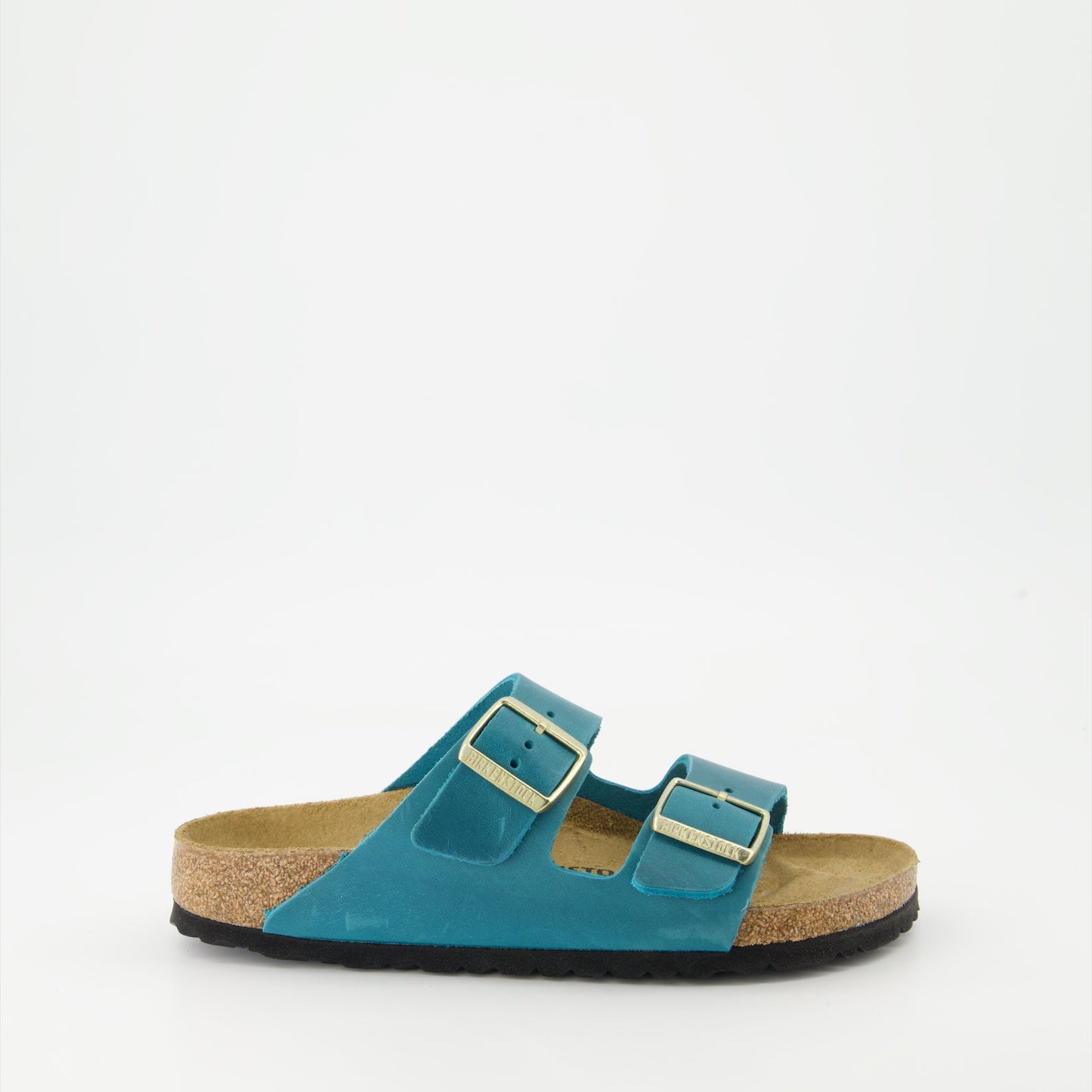 Birkenstock, Blue Leather Slides, Luxury Footwear, Arizona Slides, Comfortable Sandals