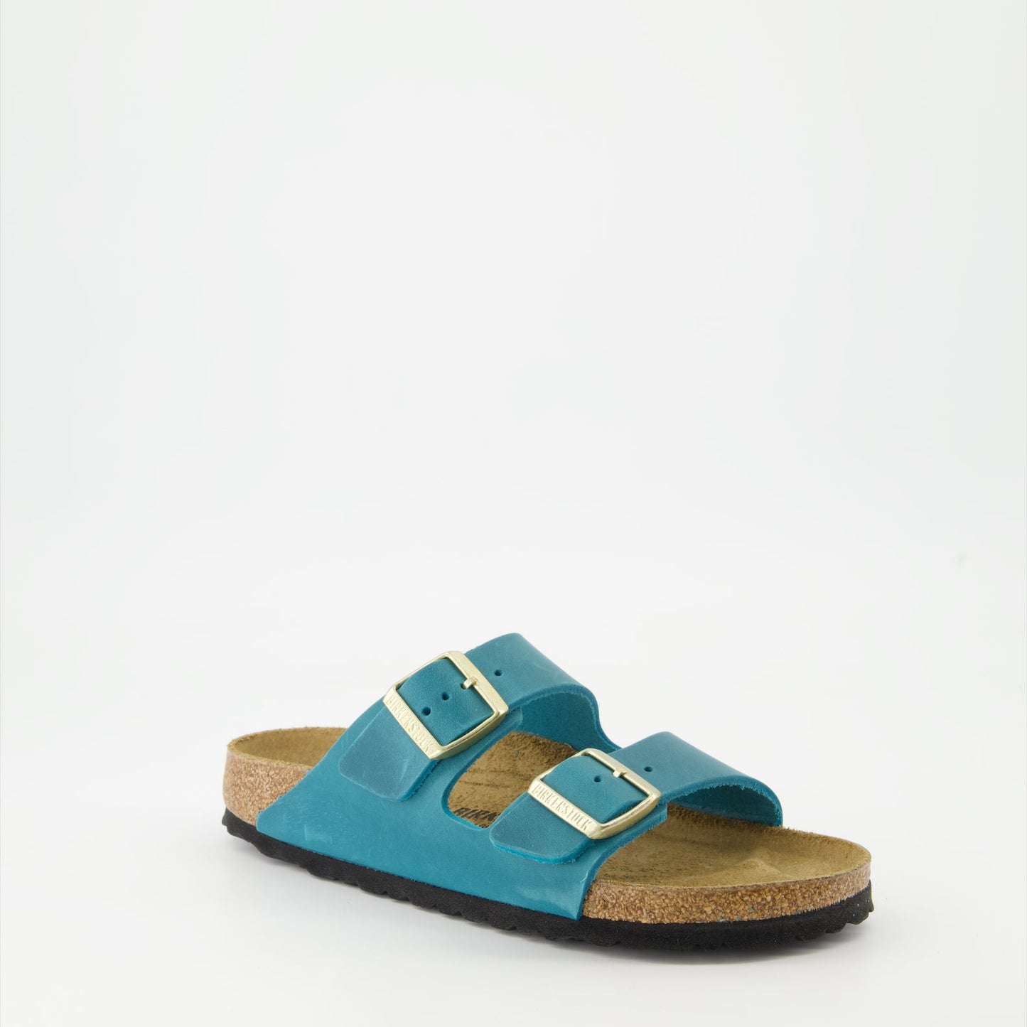 Birkenstock, Blue Leather Slides, Luxury Footwear, Arizona Slides, Comfortable Sandals