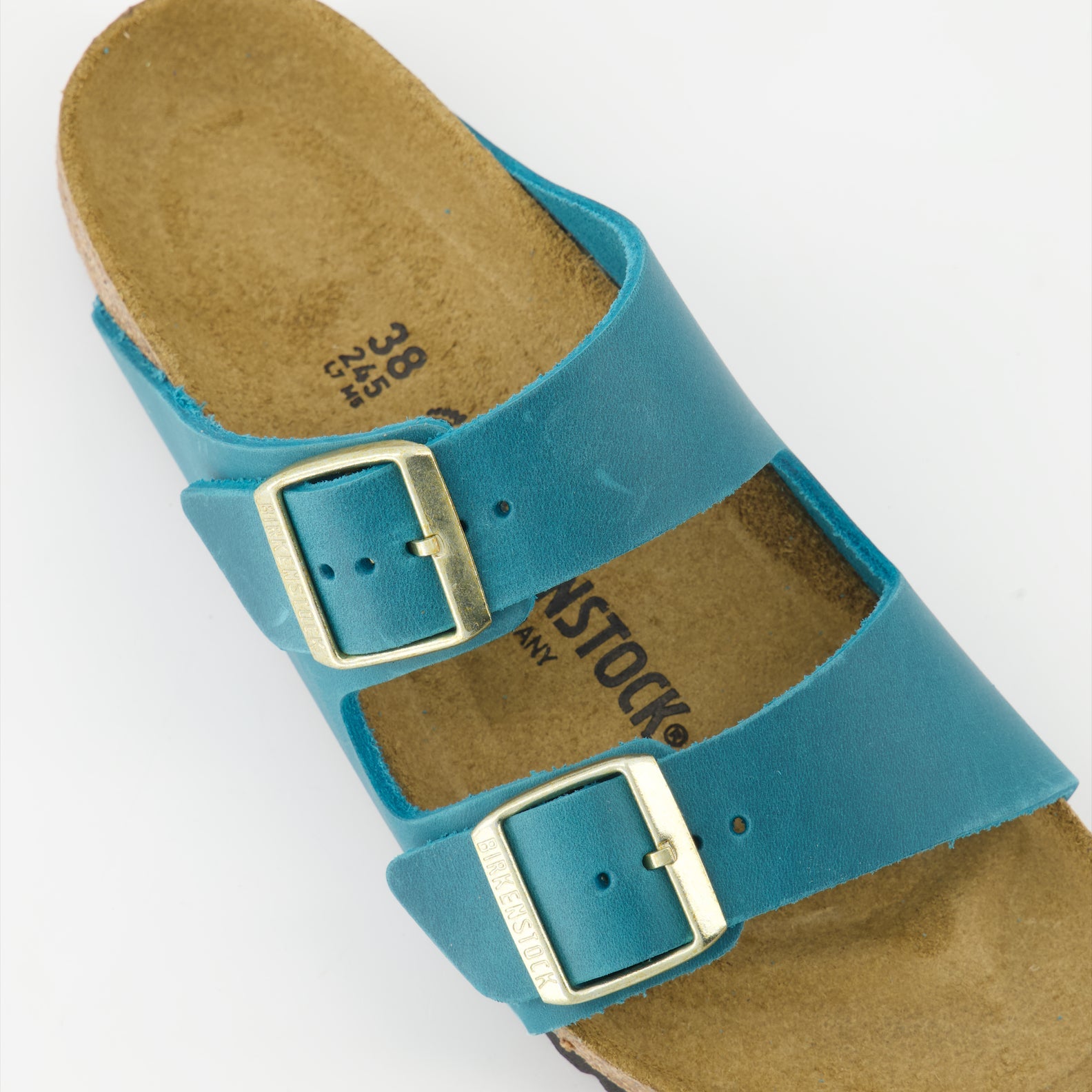 Birkenstock, Blue Leather Slides, Luxury Footwear, Arizona Slides, Comfortable Sandals