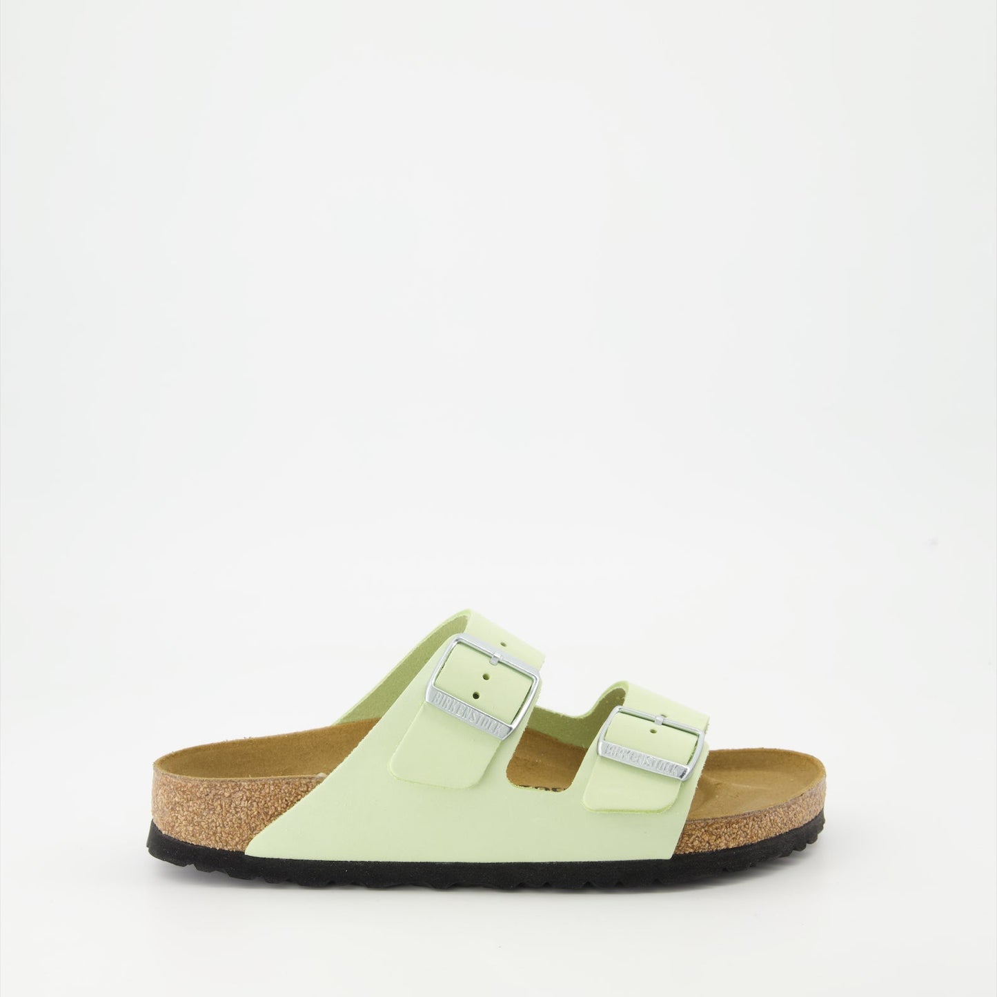 Arizona slip-ons, green nubuck sandals, Birkenstock sandals, luxury summer footwear, elegant slip-ons