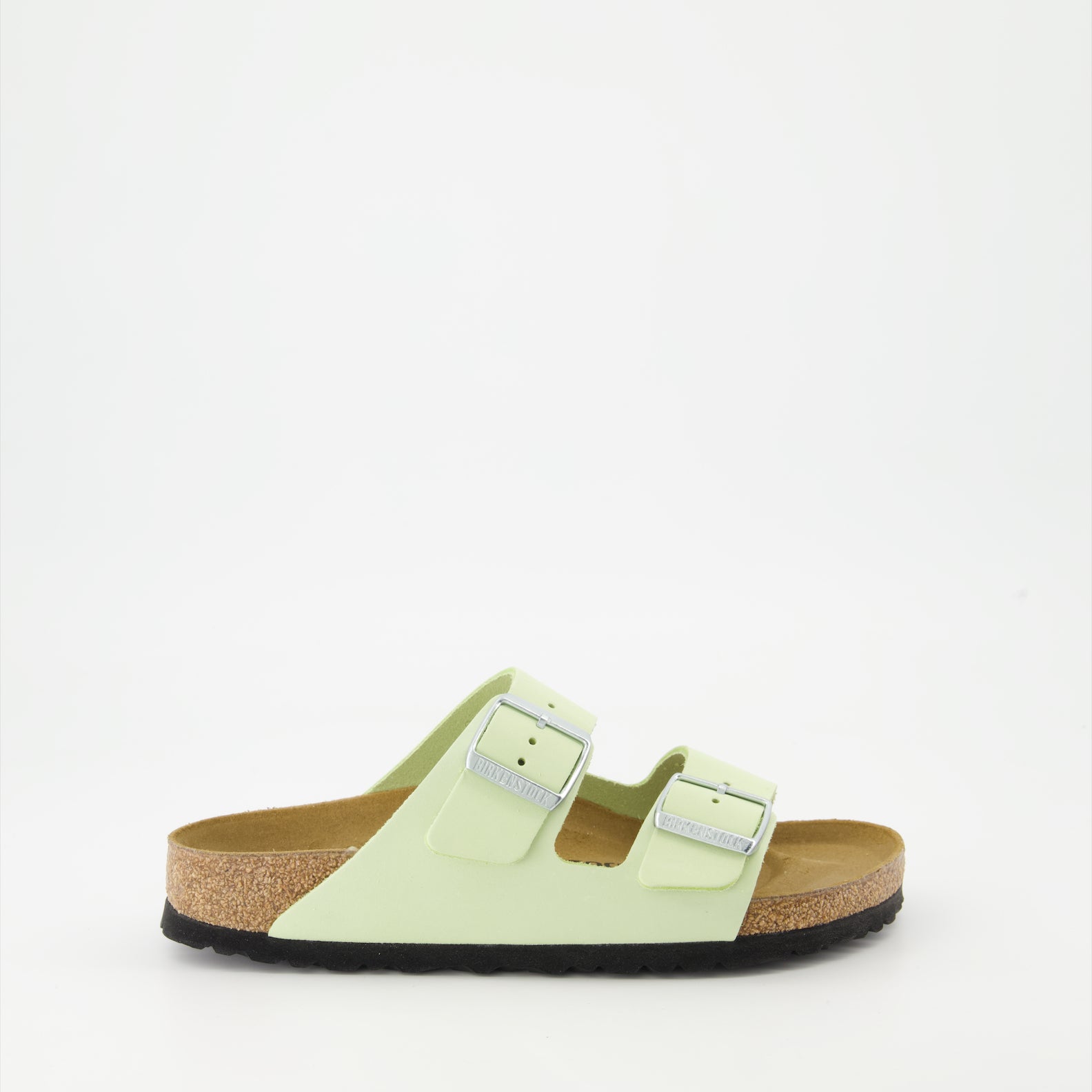 Arizona slip-ons, green nubuck sandals, Birkenstock sandals, luxury summer footwear, elegant slip-ons