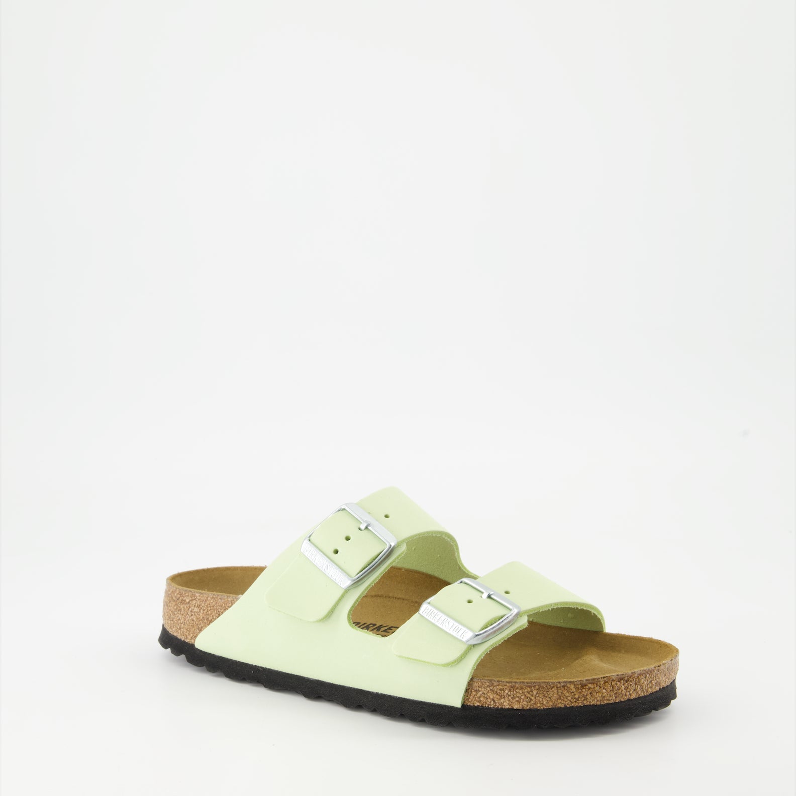 Arizona slip-ons, green nubuck sandals, Birkenstock sandals, luxury summer footwear, elegant slip-ons