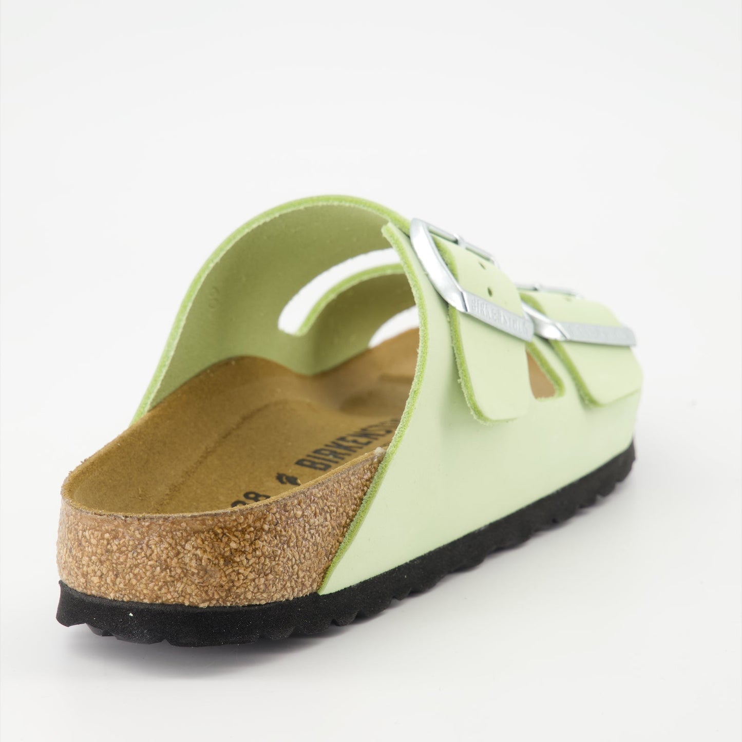 Arizona slip-ons, green nubuck sandals, Birkenstock sandals, luxury summer footwear, elegant slip-ons