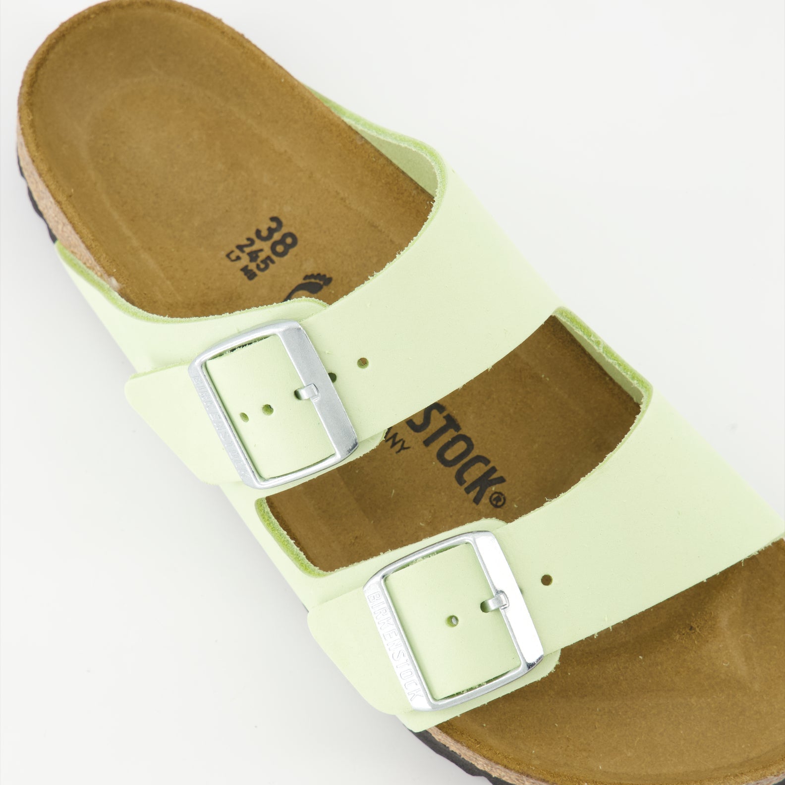 Arizona slip-ons, green nubuck sandals, Birkenstock sandals, luxury summer footwear, elegant slip-ons