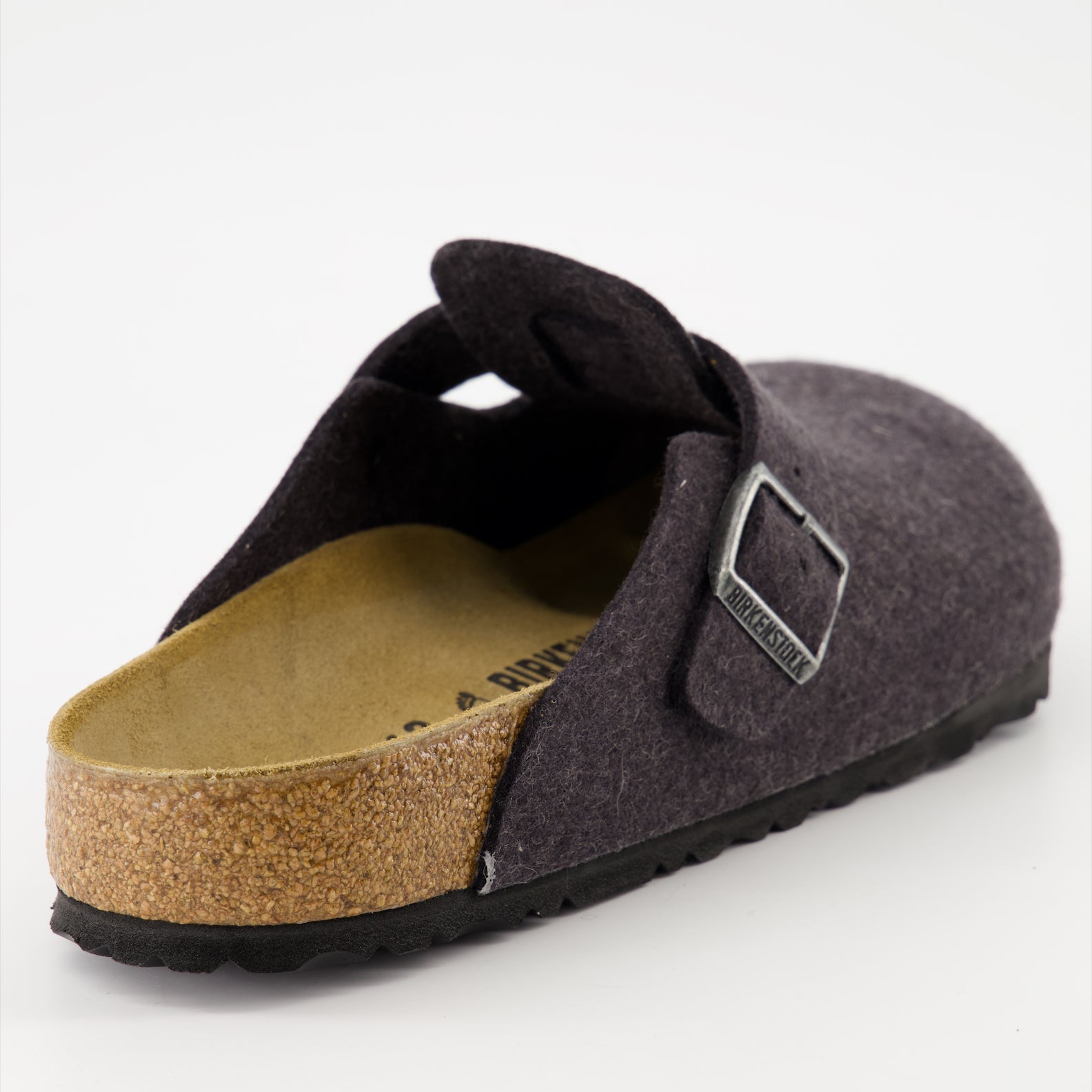 Birkenstock Boston Mules, grey felt wool mules, luxury footwear, comfortable mules, high-end shoes