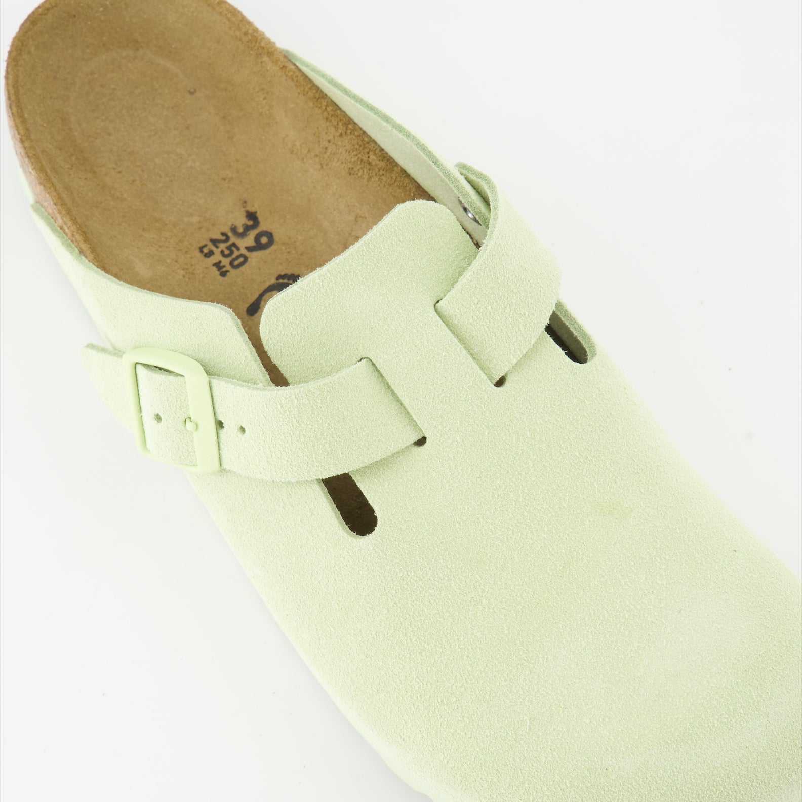 Birkenstock, Boston Mules, Green Suedine, Luxury Footwear, Comfortable Mules