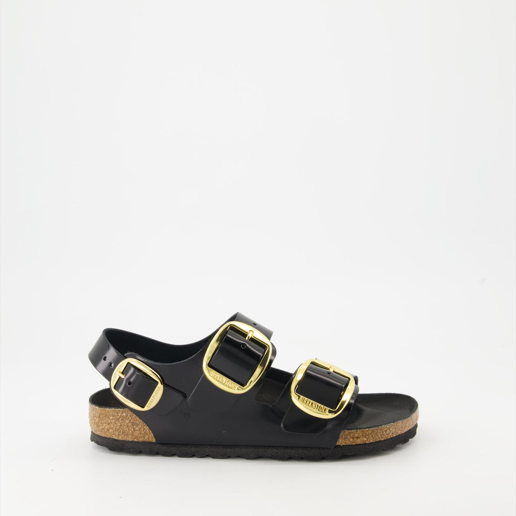 Image de sandales en cuir Milano Big Buckle de Birkenstock pour femmes - Saison Printemps-Été 2024 - Vue de côté droite