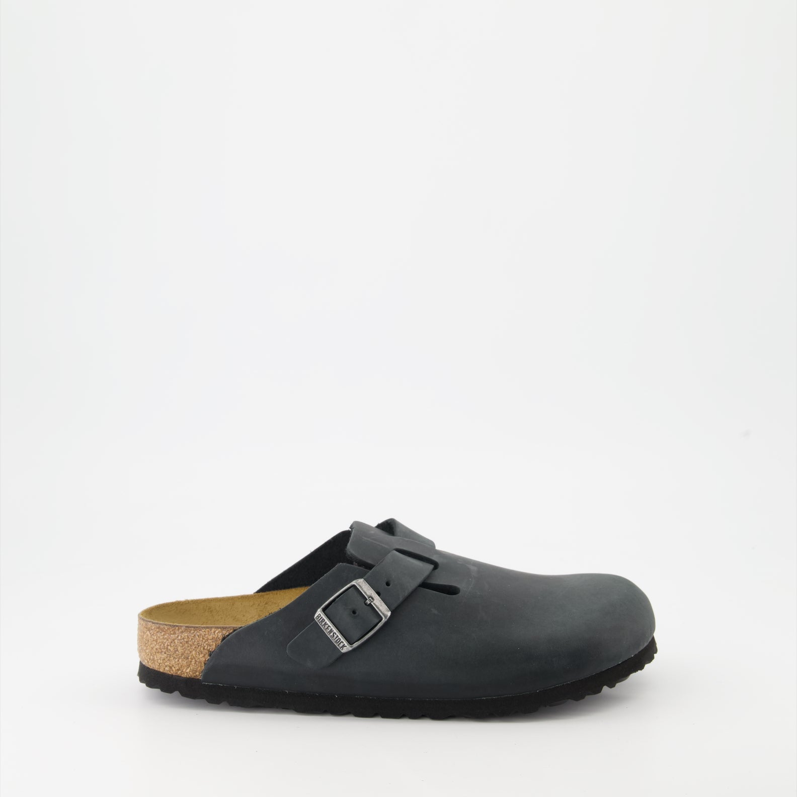 black leather mules, Birkenstock Boston, luxury footwear, oiled leather mules, high-end comfort