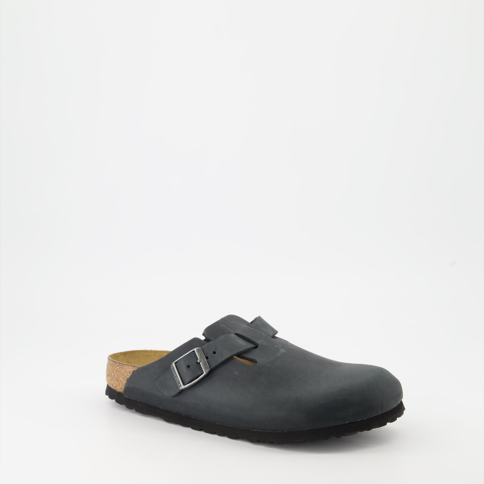 black leather mules, Birkenstock Boston, luxury footwear, oiled leather mules, high-end comfort