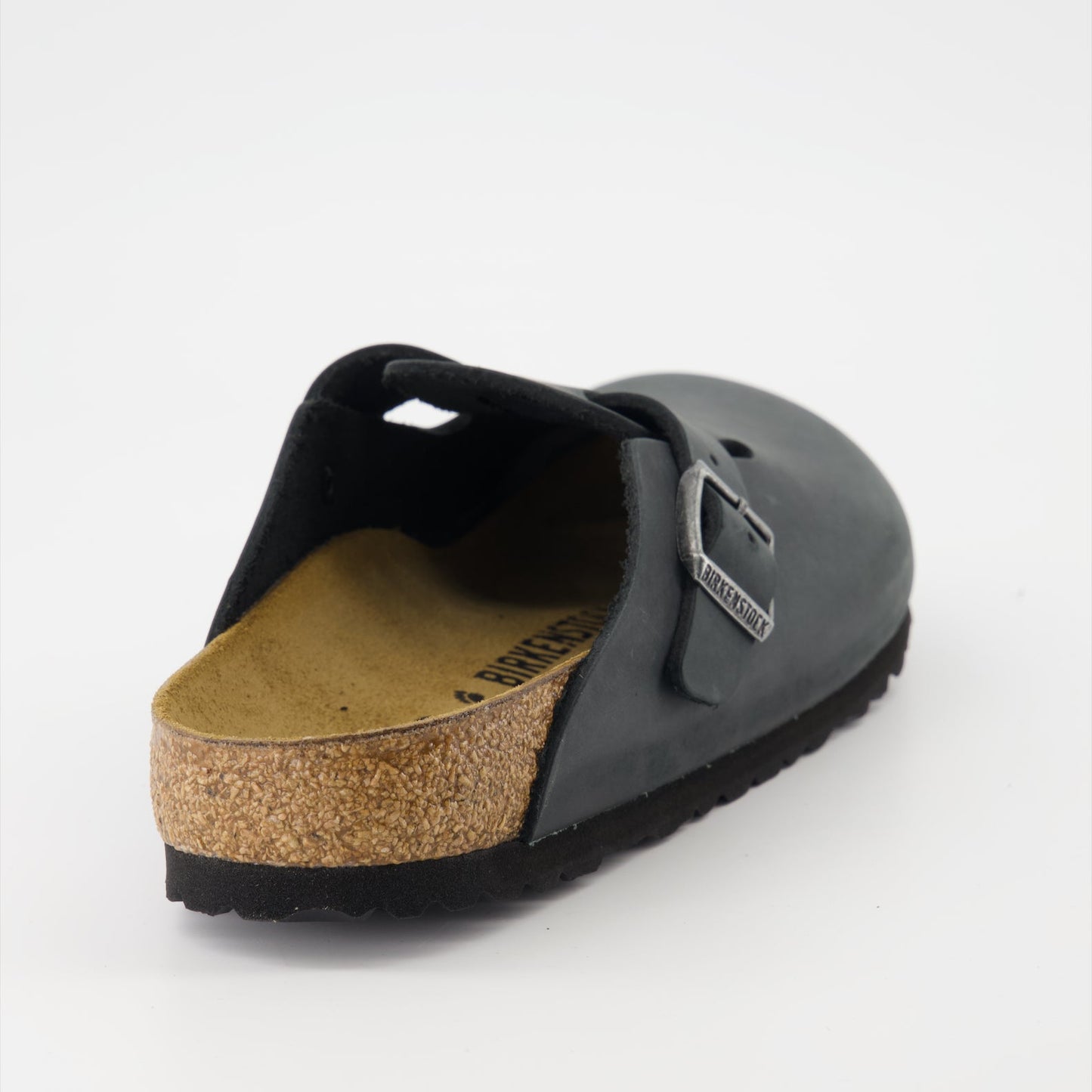 black leather mules, Birkenstock Boston, luxury footwear, oiled leather mules, high-end comfort