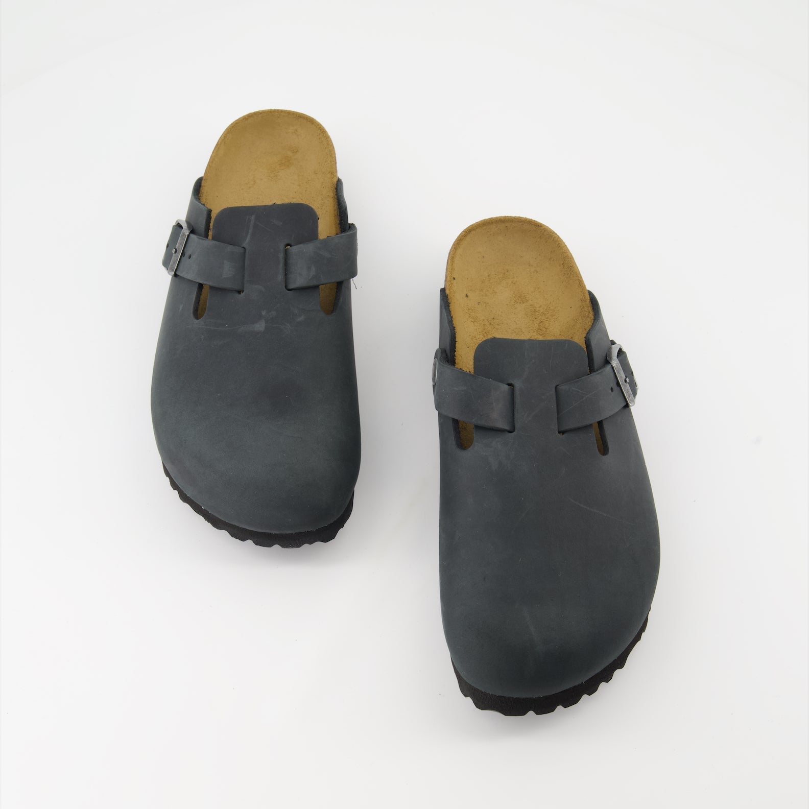 black leather mules, Birkenstock Boston, luxury footwear, oiled leather mules, high-end comfort