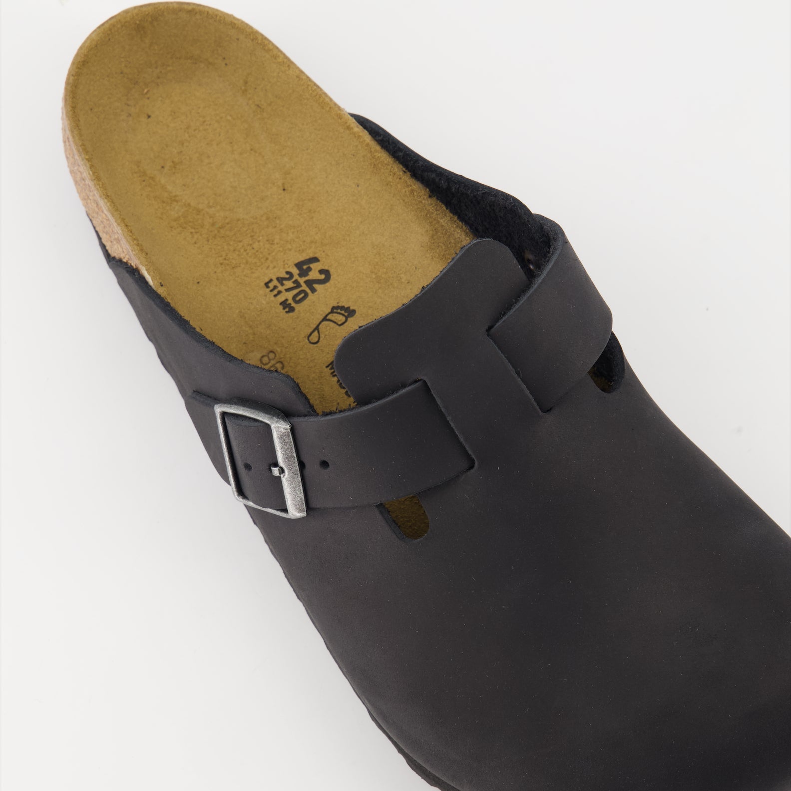 luxury mules, leather Boston mules, Birkenstock footwear, oiled leather mules, ergonomic leather mules