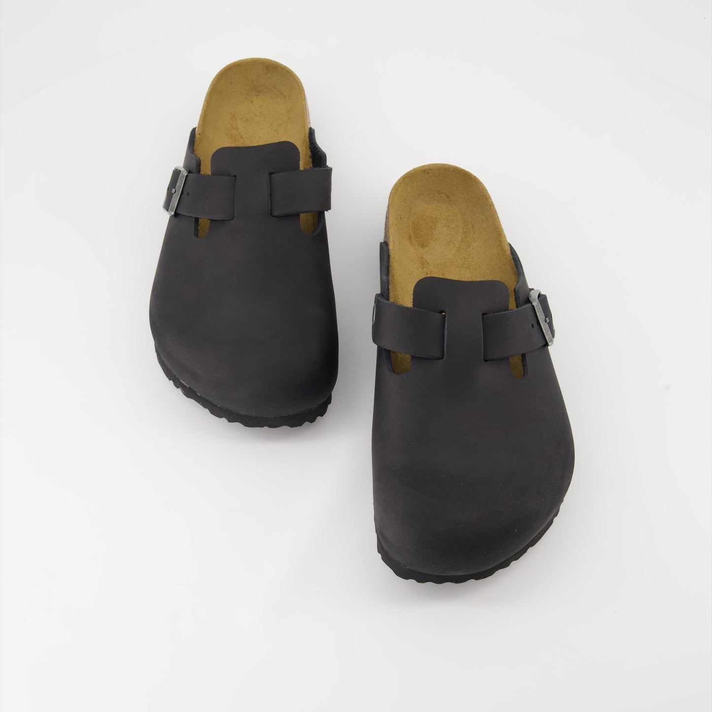 luxury mules, leather Boston mules, Birkenstock footwear, oiled leather mules, ergonomic leather mules