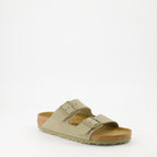 Birkenstock Arizona, khaki sandals, Birko-Flor sandals, comfortable luxury footwear, women's designer sandals