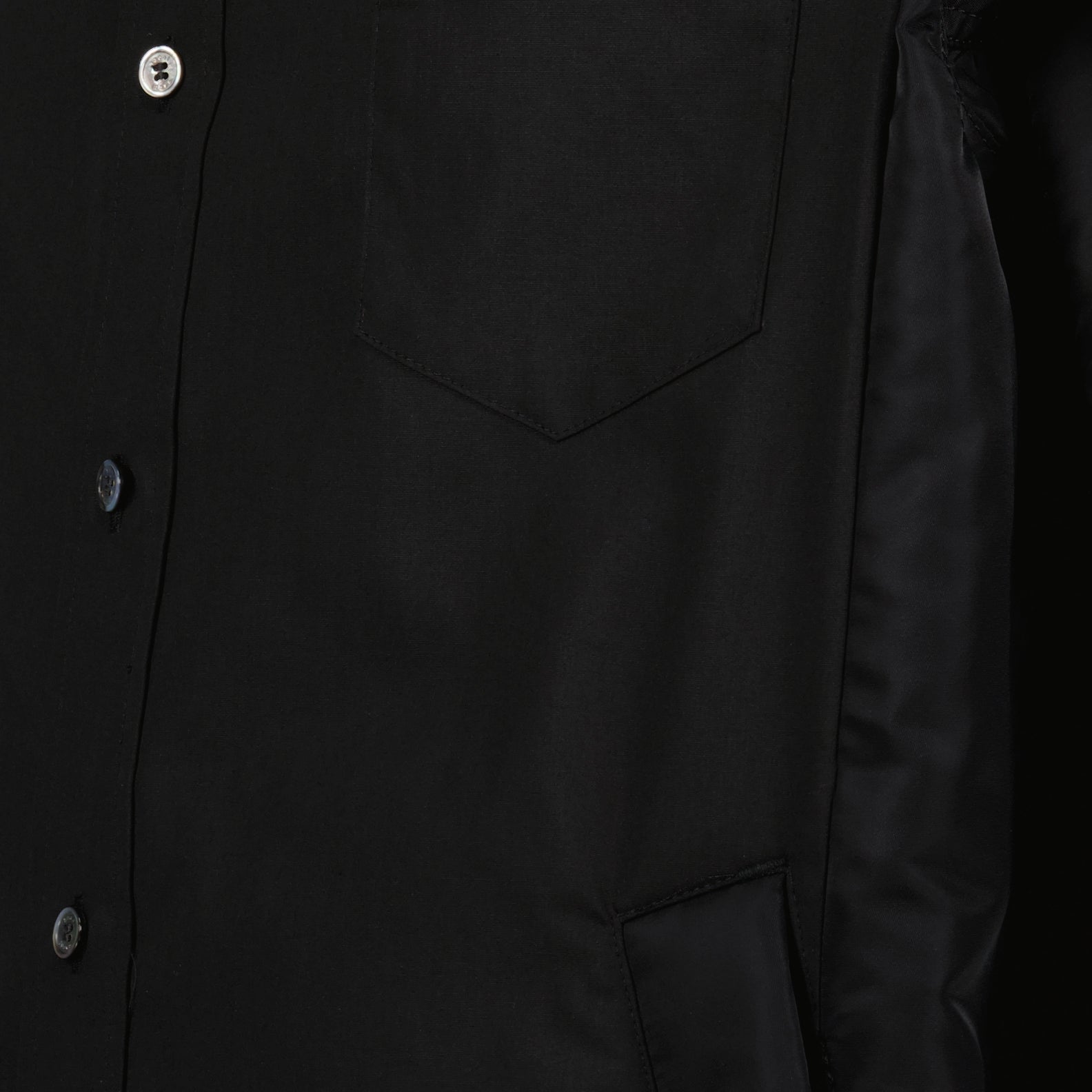 Black Shirt, Cotton Poplin, Sacai, Luxury Shirt, Tailored Fit