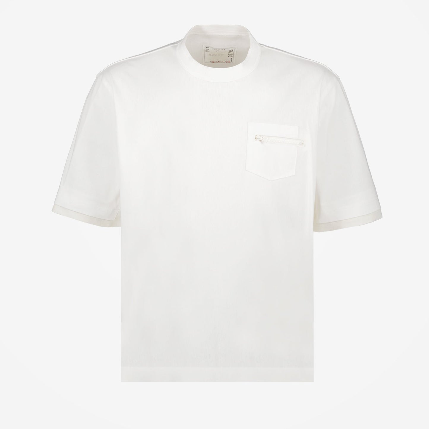 Sacai Pocket Tee, Luxury White T-shirt, Designer Tee, Elegant Men's Clothing, High-end Fashion