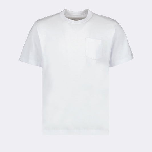 luxury T-shirt, Sacai design, zip detail T-shirt, white T-shirt, contemporary fashion