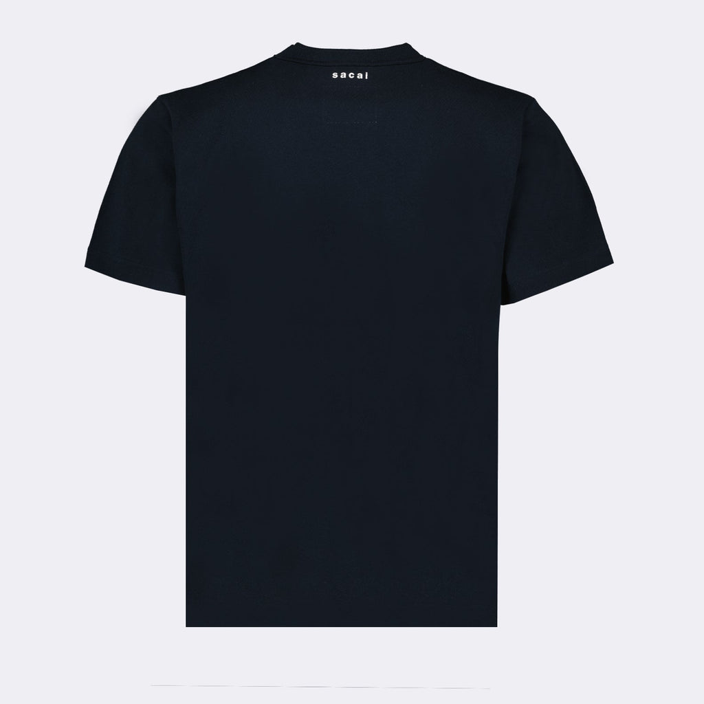 luxury t-shirt, Sacai designs, navy zip-up, premium men's fashion, elegant casual wear