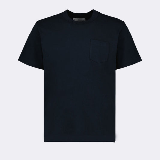 luxury t-shirt, Sacai designs, navy zip-up, premium men's fashion, elegant casual wear