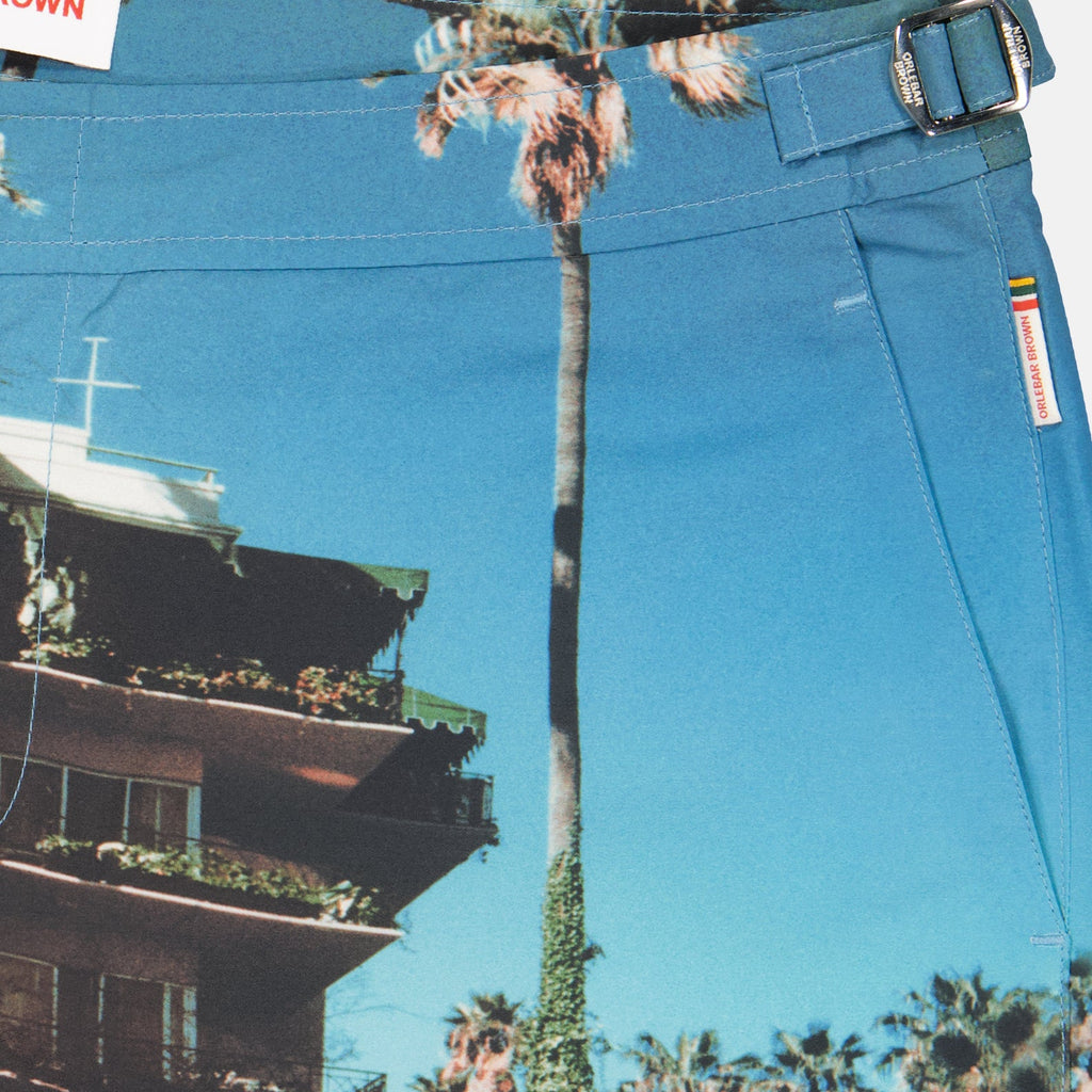 luxurious swim shorts, Orlebar Brown, designer swimwear, Beverly Hills shorts, refined beachwear