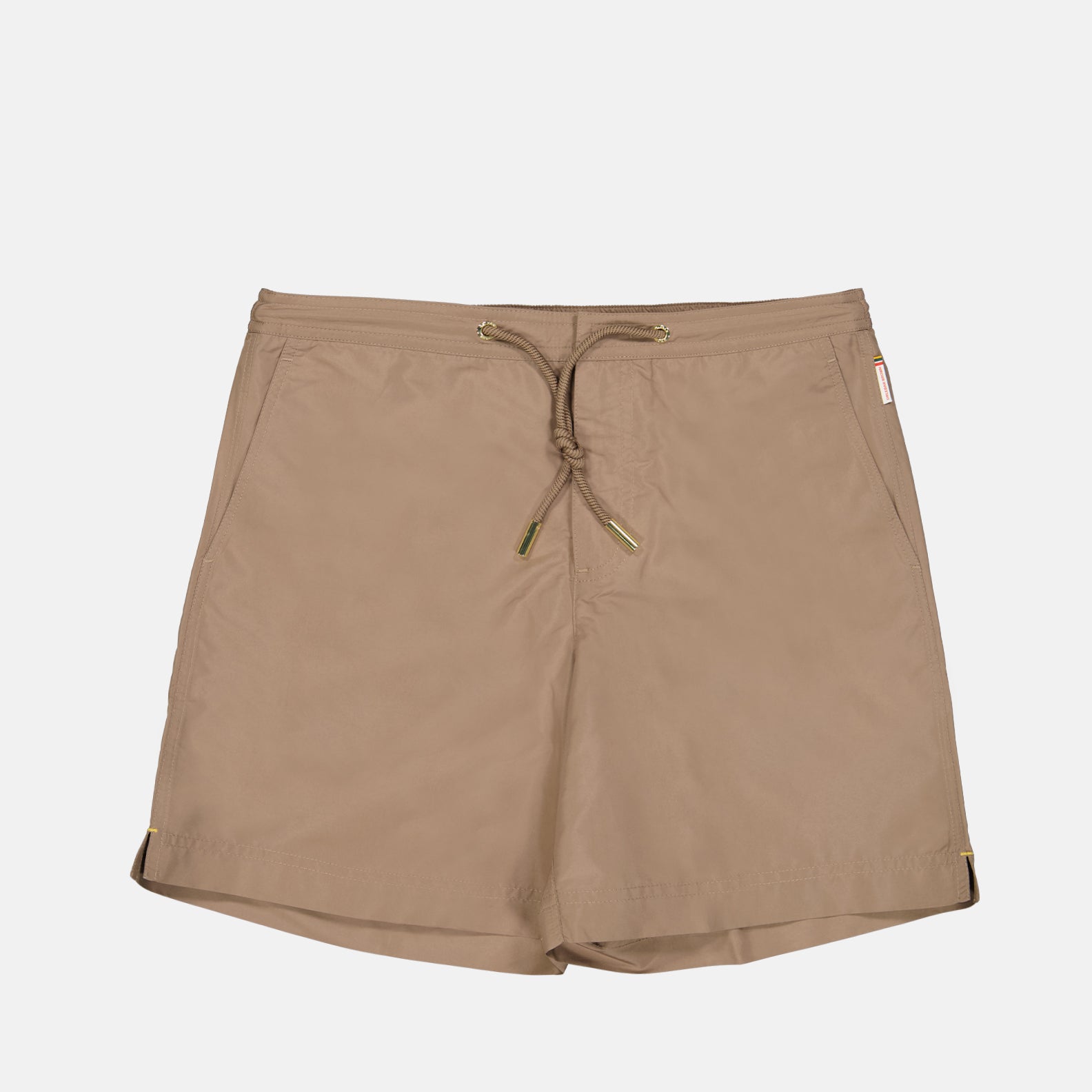 Orlebar Brown, Taupe Swim Shorts, Luxury Swimwear, Nylon Swim Shorts, Sophisticated Beachwear