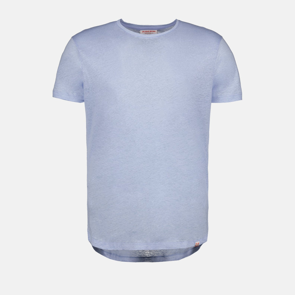 linen T-shirt, luxury T-shirt, Orlebar Brown, blue T-shirt, high-end menswear