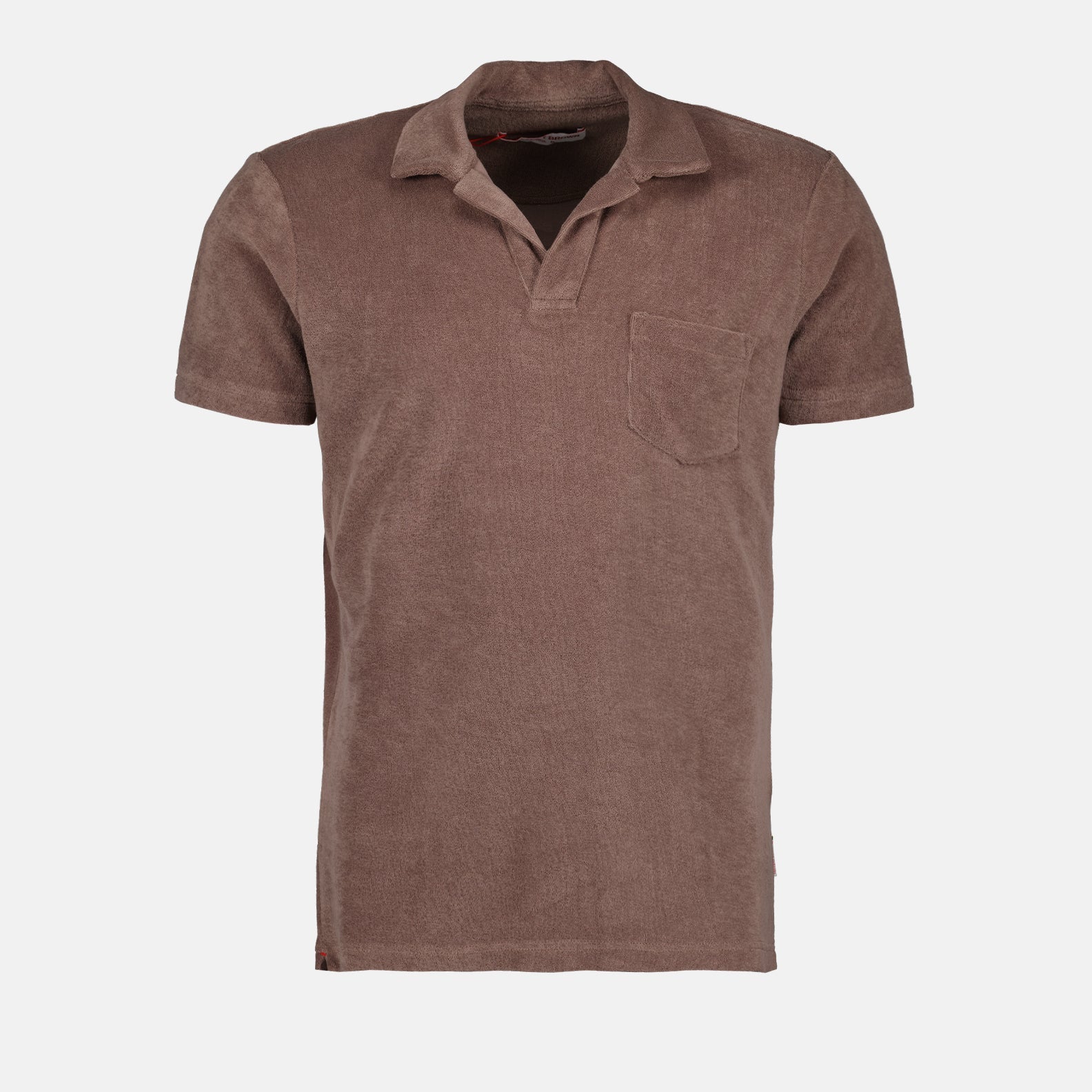 Luxury polo, Terry cotton polo, Orlebar Brown, Brown polo shirt, Designer casual wear