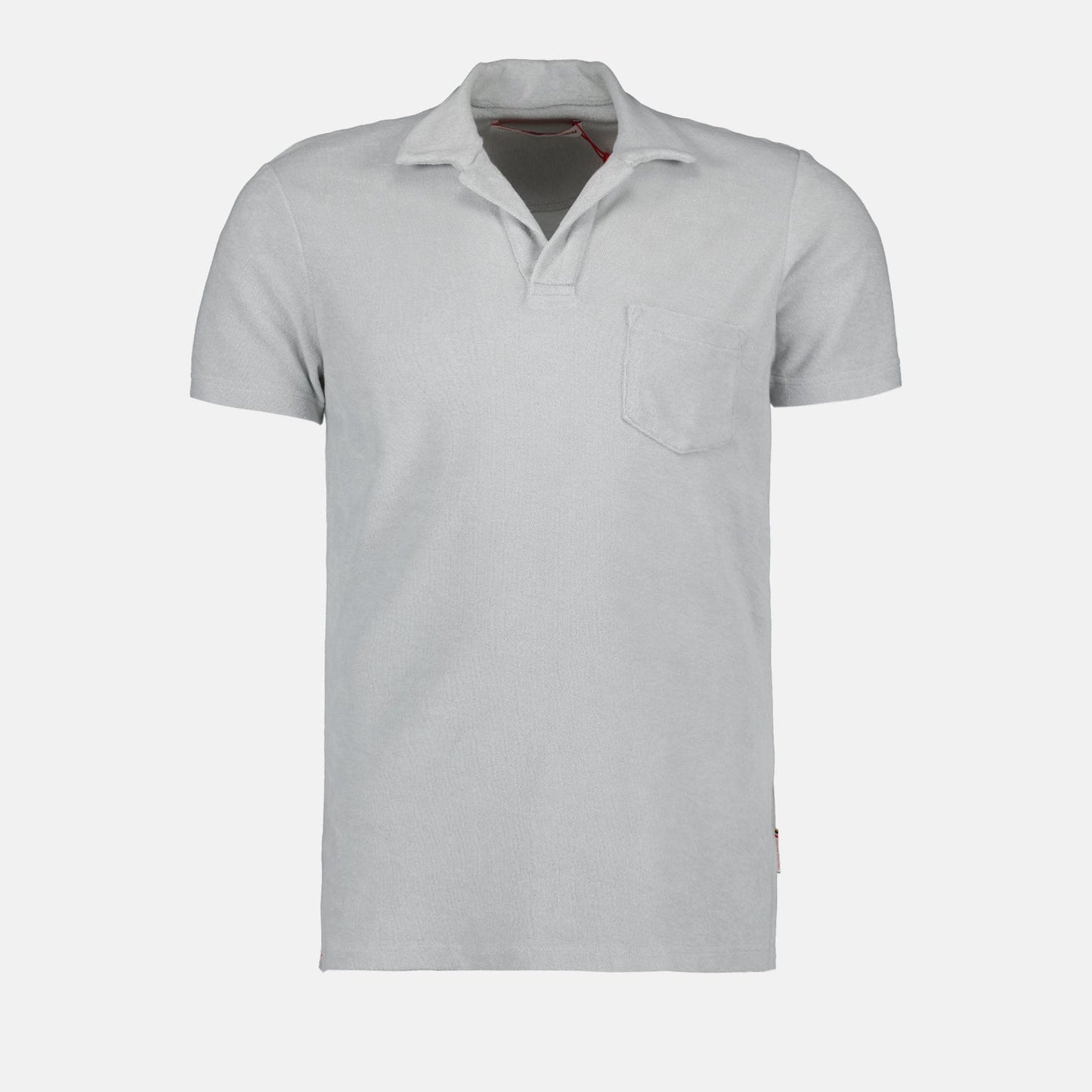 Terry polo, luxury casualwear, Orlebar Brown, cotton terry polo, gray polo shirt