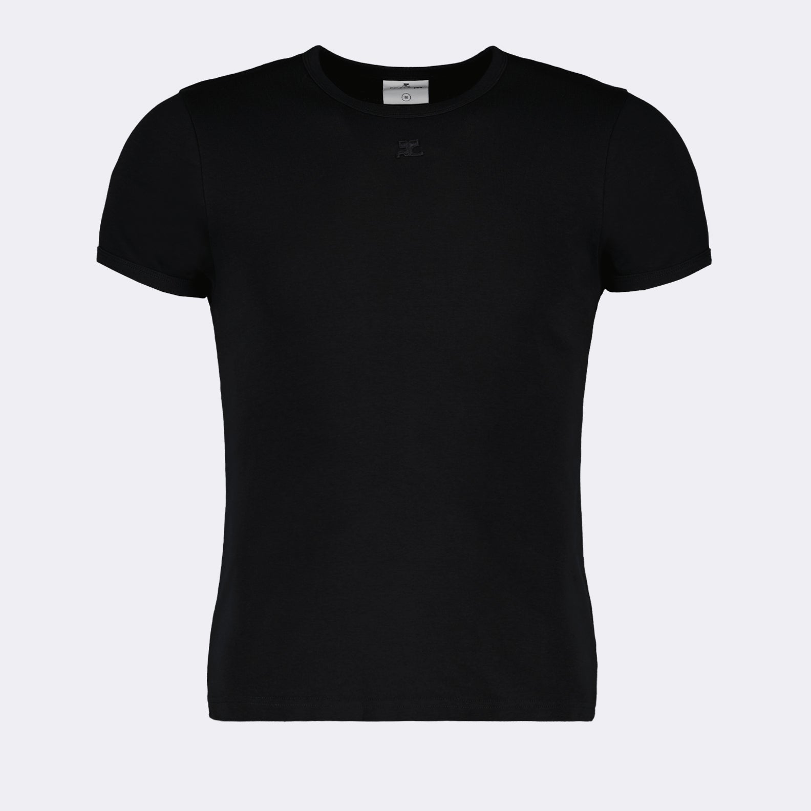 Image of Contrasting Black T-Shirt Réédition by Courrèges for Men - Season Spring-Summer 2024 - Front View
