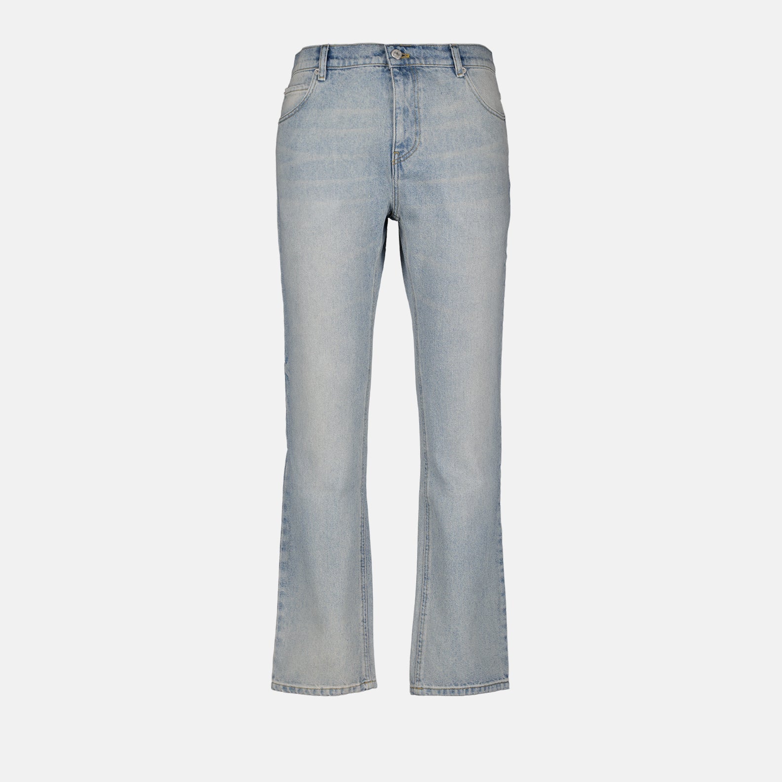 straight-cut jeans, washed denim, Courrèges jeans, luxury denim, premium jeans