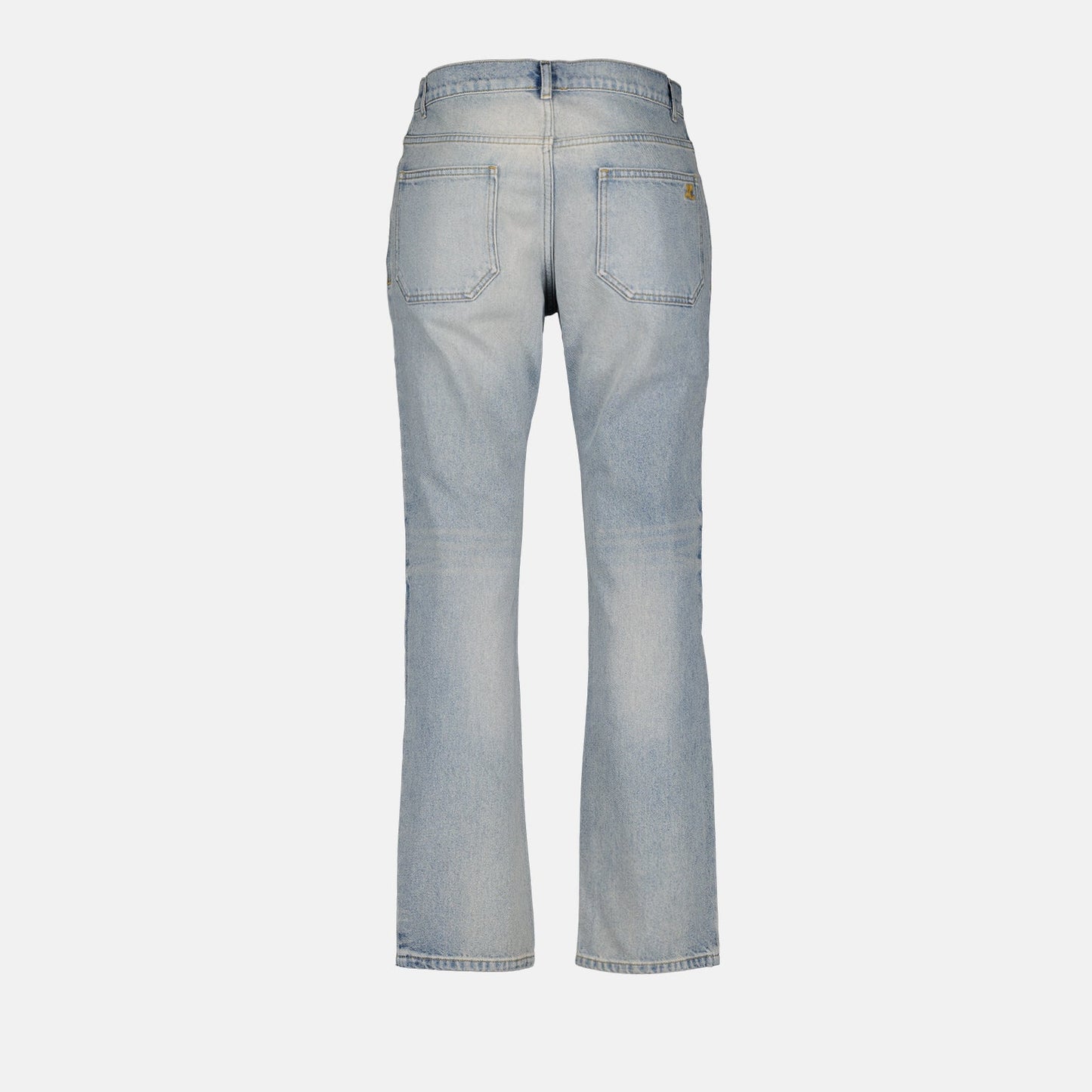 straight-cut jeans, washed denim, Courrèges jeans, luxury denim, premium jeans