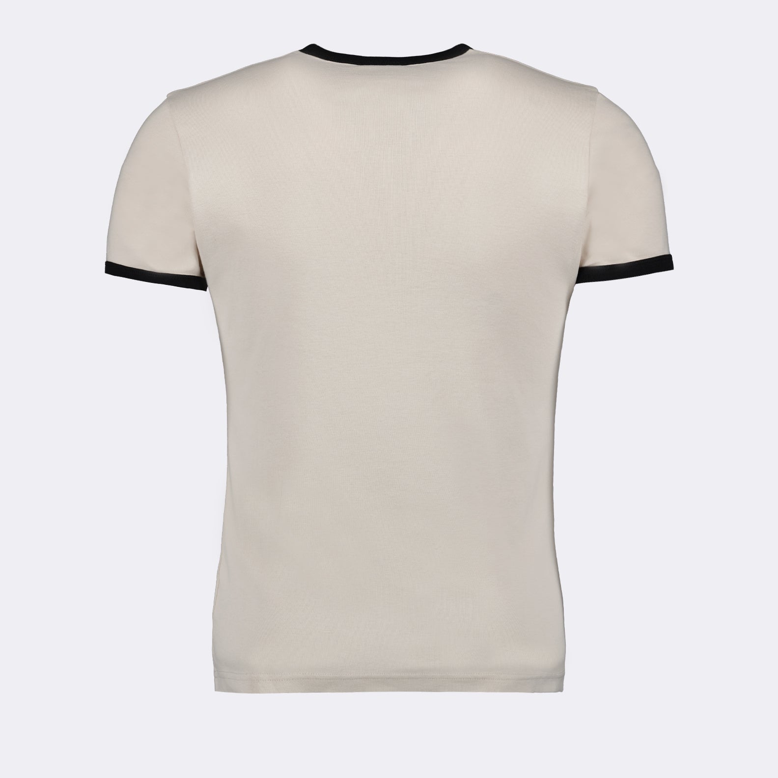 luxury T-shirt, Courrèges reissue, contrast T-shirt, beige and black T-shirt, high-end fashion