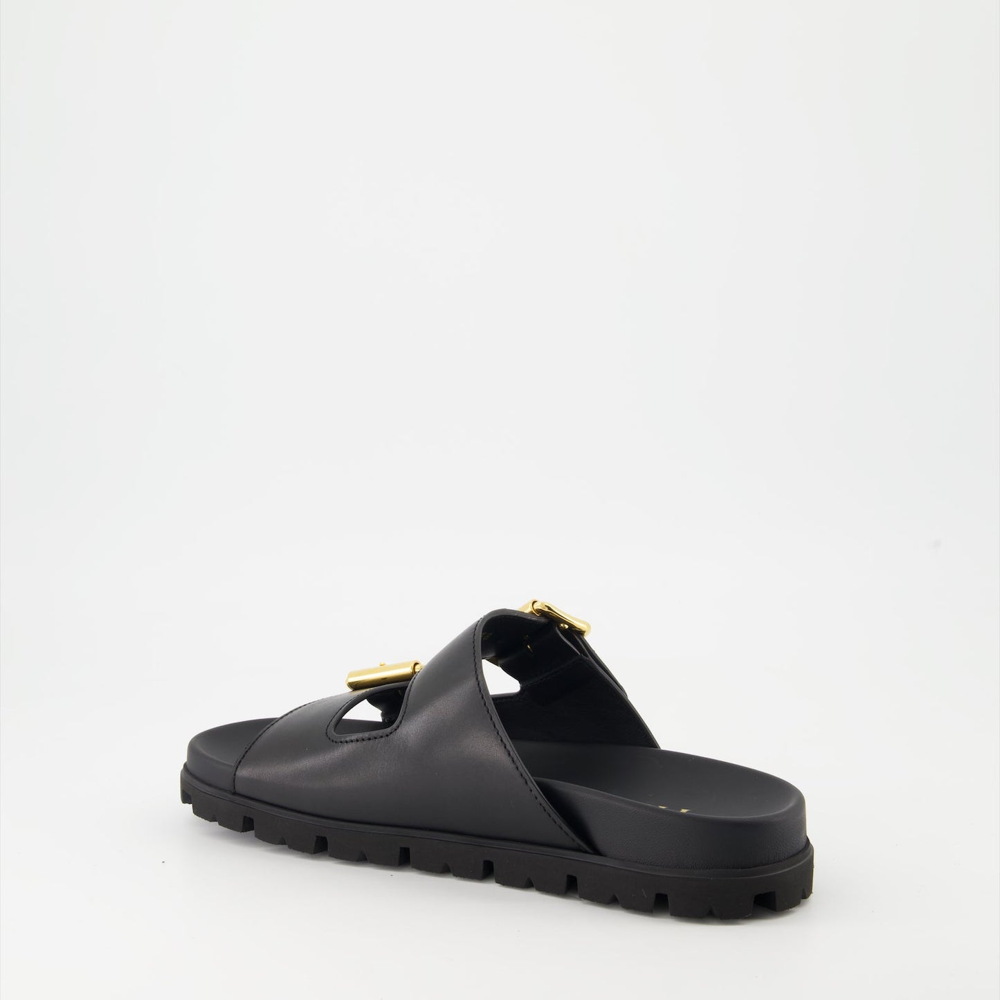 Prada, leather sandals, luxury slides, women's footwear, designer shoes