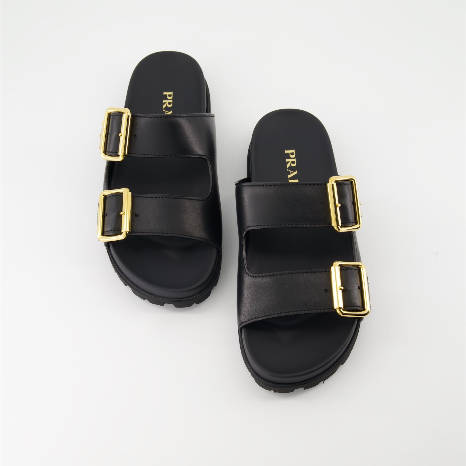 Prada, leather sandals, luxury slides, women's footwear, designer shoes