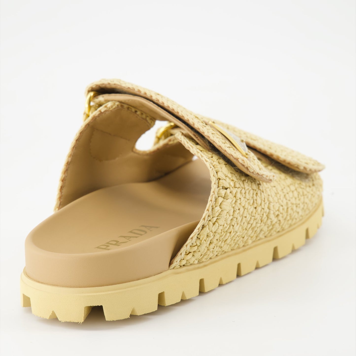 Prada sandals, beige mesh sandals, luxury slip-ons, designer footwear, summer fashion