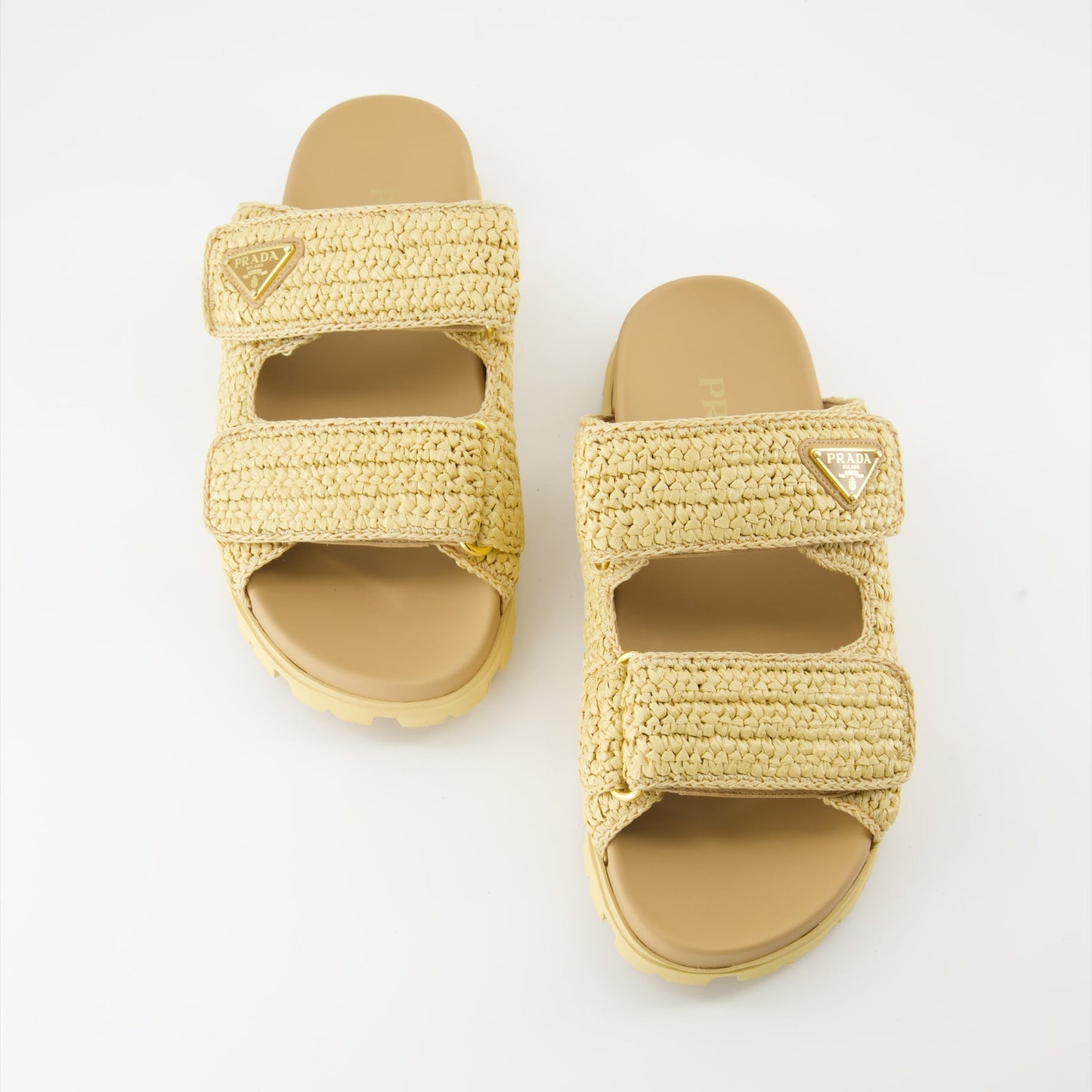 Prada sandals, beige mesh sandals, luxury slip-ons, designer footwear, summer fashion