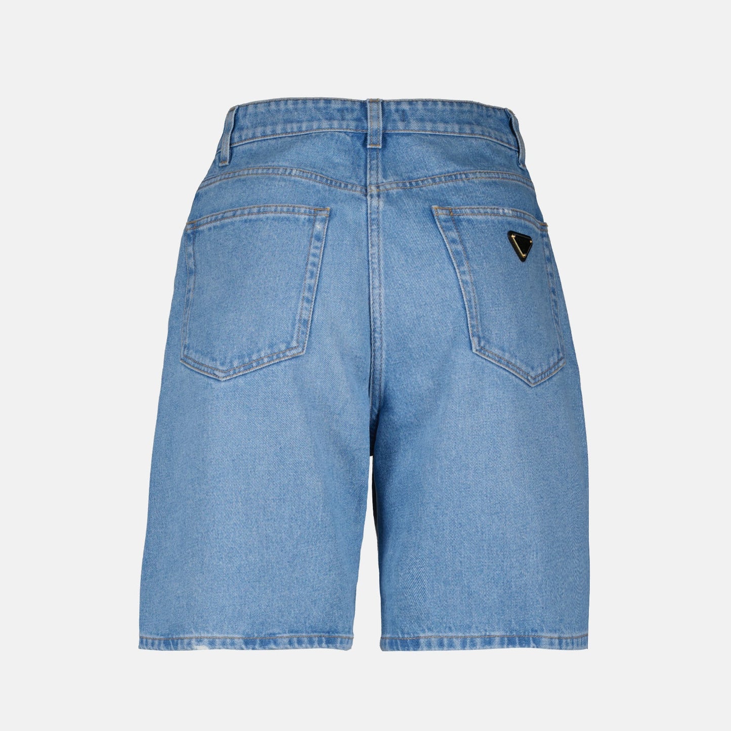 Prada denim shorts, luxury denim, light blue shorts, premium fashion shorts, high-end denim