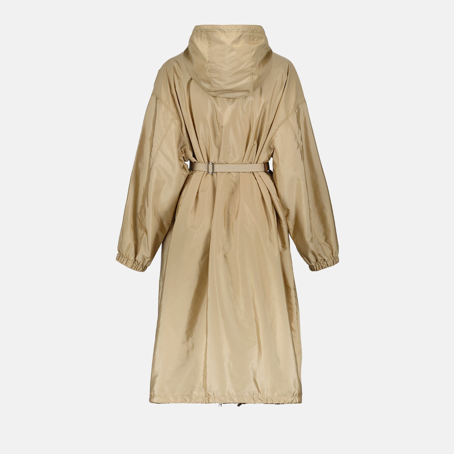 Prada parka, Re-Nylon jacket, luxury outerwear, sustainable fashion, high-end beige coat